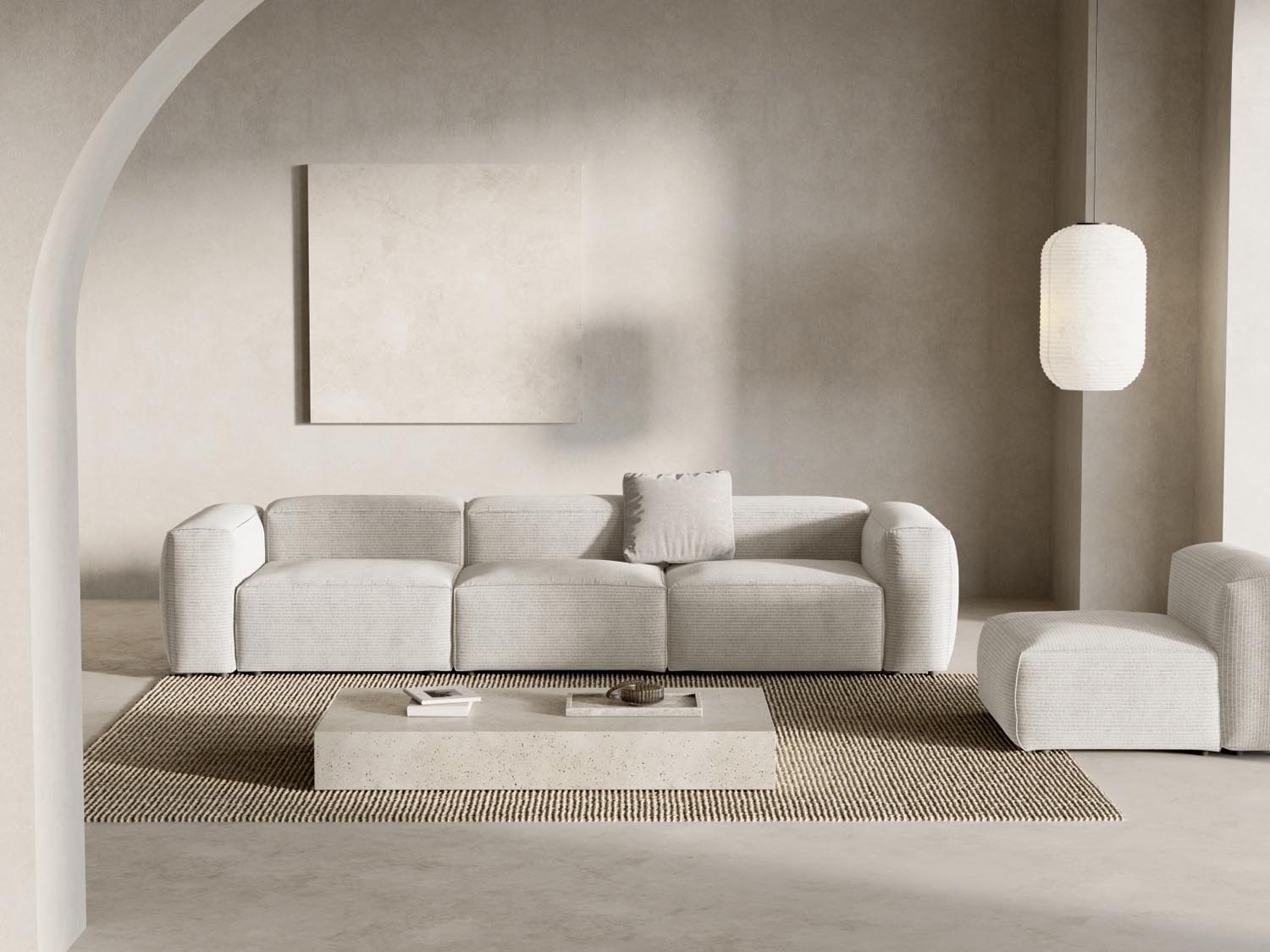 Bergamo Modular Sofa 4 Sitzer in Ivory-Perla präsentiert im Onlineshop von KAQTU Design AG. 4er Sofa ist von Cosmopolitan Design