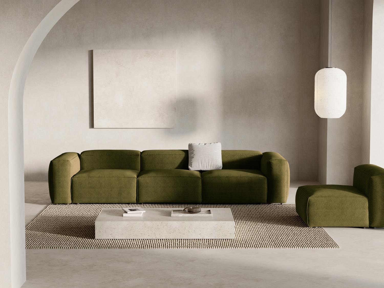 Bergamo Modular Sofa 4 Sitzer in Green-Perla präsentiert im Onlineshop von KAQTU Design AG. 4er Sofa ist von Cosmopolitan Design