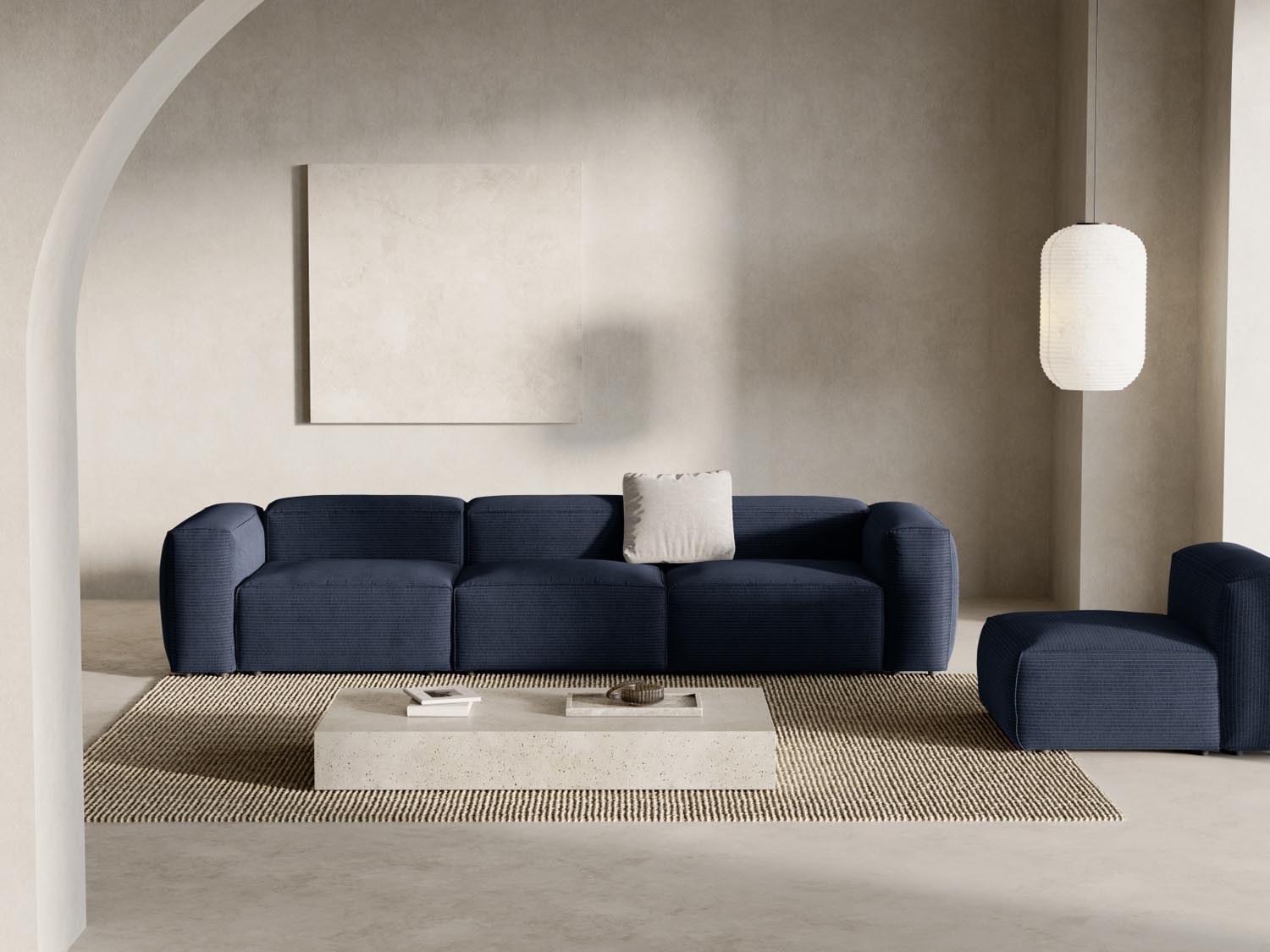 Bergamo Modular Sofa 4 Sitzer in Navy Blue-Perla präsentiert im Onlineshop von KAQTU Design AG. 4er Sofa ist von Cosmopolitan Design