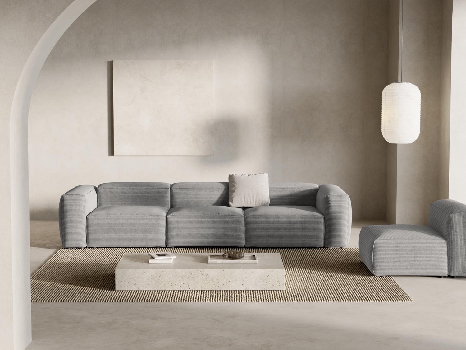 Bergamo Modular Sofa 4 Sitzer in Light Grey-Perla präsentiert im Onlineshop von KAQTU Design AG. 4er Sofa ist von Cosmopolitan Design