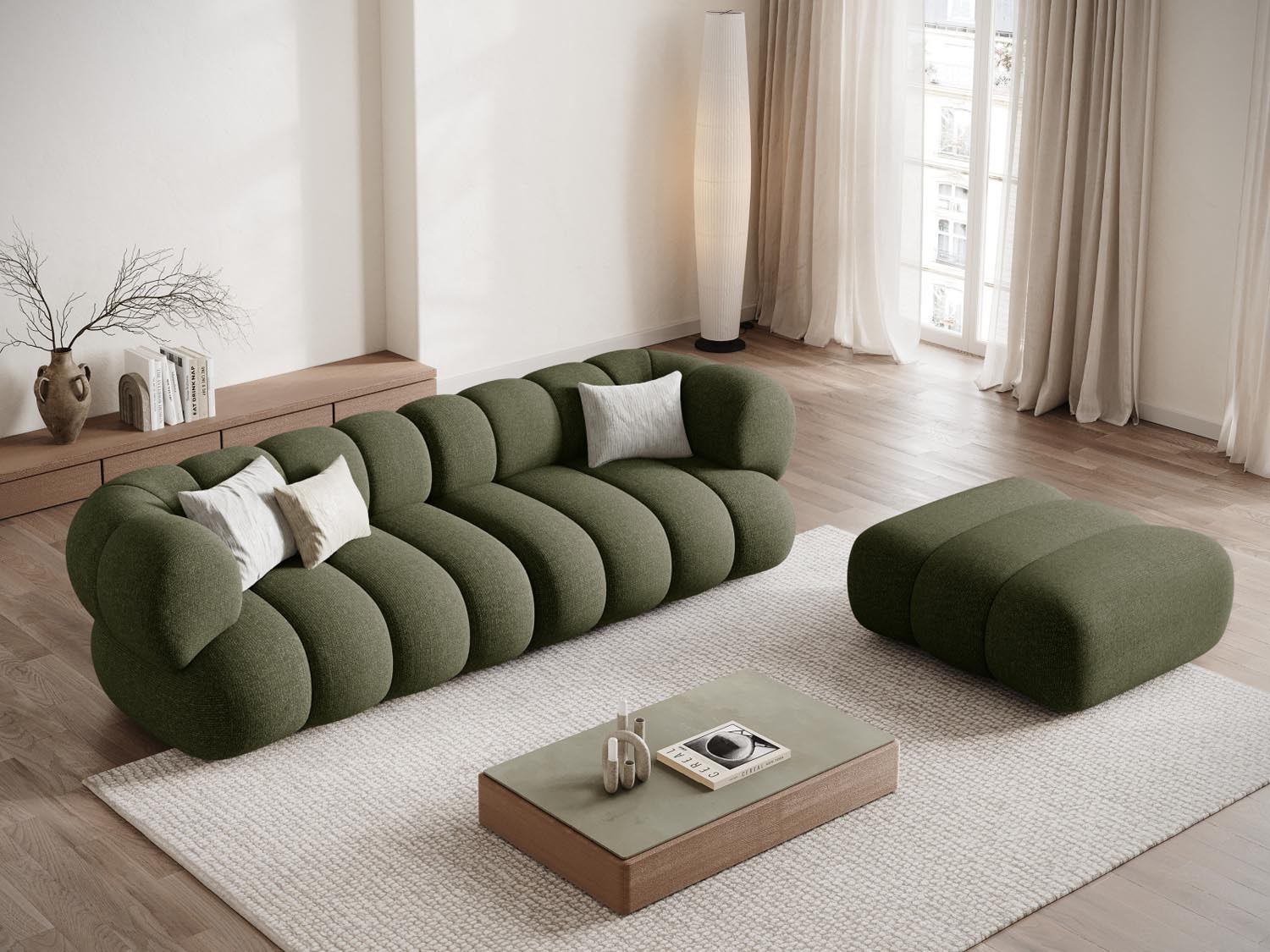 Elegantes Koge Sofa für 4 Personen in der Farbe Green-Eden, stilvoll und modern, ideal für jedes Wohnzimmer. Hochwertiges Design von Cosmopolitan.