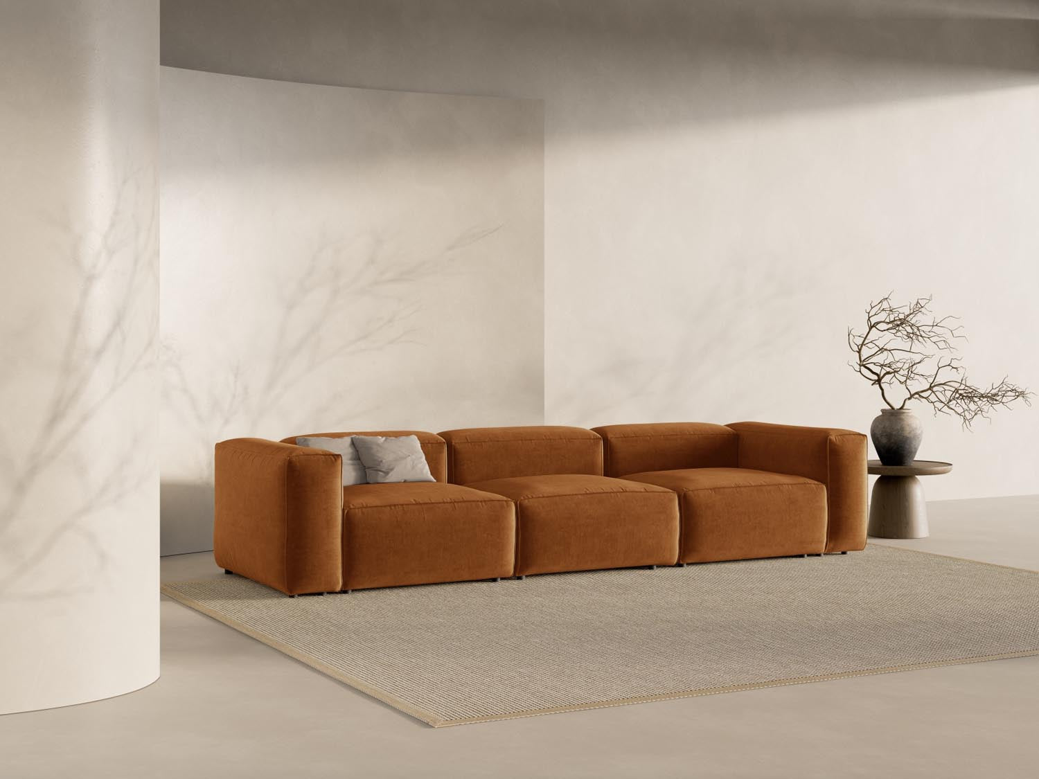 Bergamo Modular Sofa 4 Sitzer in Brick-Liberty präsentiert im Onlineshop von KAQTU Design AG. 4er Sofa ist von Cosmopolitan Design