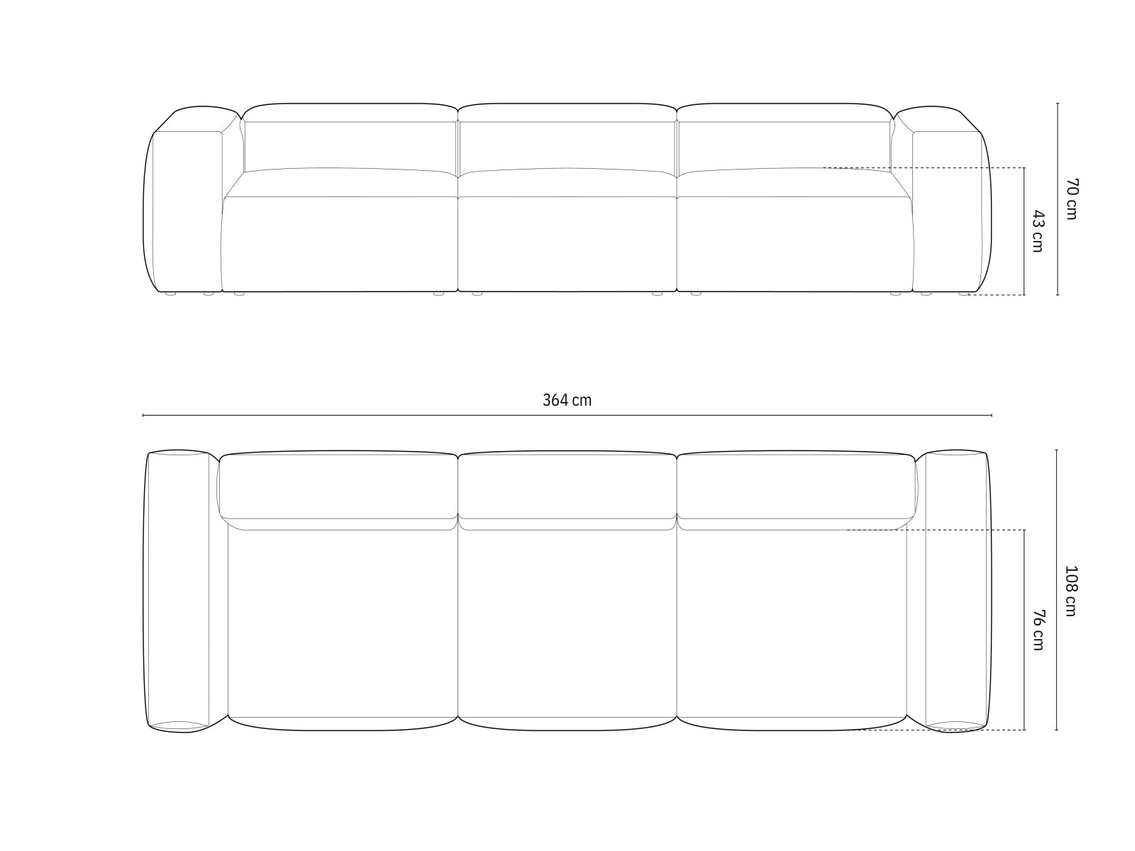 Bergamo Modular Sofa 4 Sitzer in Graphite-Liberty präsentiert im Onlineshop von KAQTU Design AG. 4er Sofa ist von Cosmopolitan Design