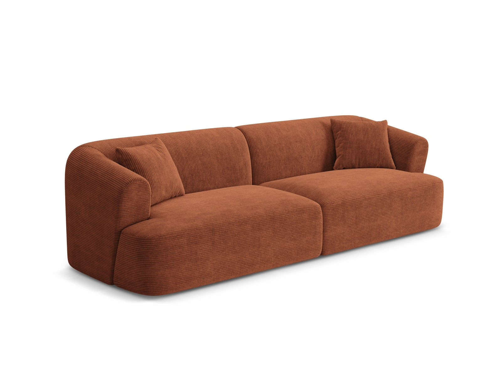 Elegantes 4-Sitzer Sofa Campi in warmem Terracotta, ideal für stilvolle Wohnräume, erhältlich bei KAQTU Design AG.