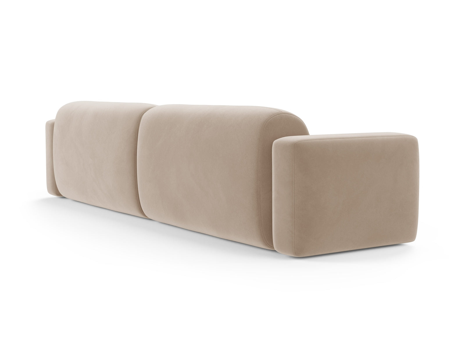 Modulares 4-Sitzer Sofa aus Strino Velour in edlem Beige-Salvador, perfekt für stilvolle und zeitgemäße Wohnkonzepte.