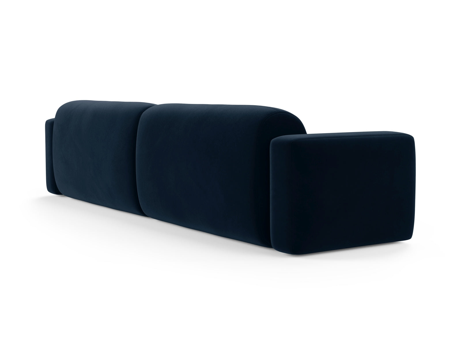 Modulares 4-Sitzer Sofa aus Strino Velours in Royal Blue-Salvador, perfekt für moderne Wohnzimmer und entspannte Zusammenkünfte.