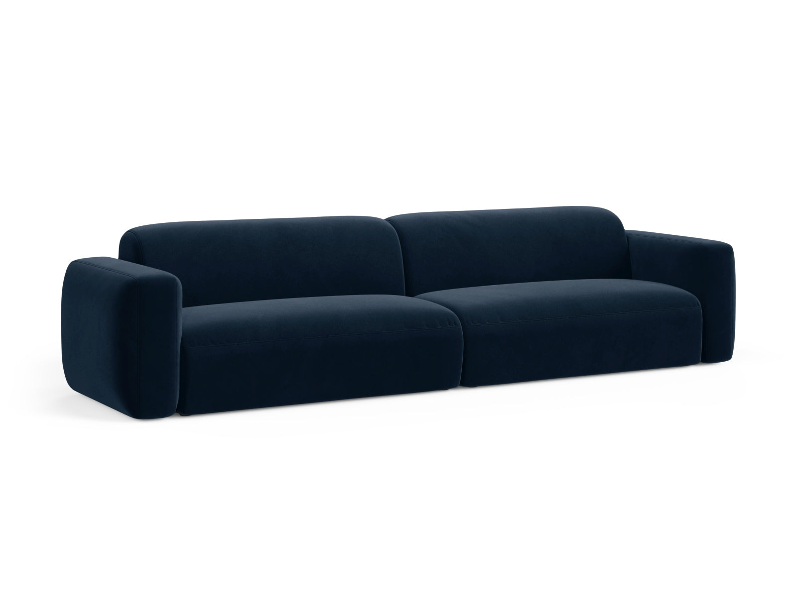 Elegantes Strino Velour Modular Sofa für 4 Personen in Royal Blue-Salvador, ideal für stilvolle Wohnräume und gemütliche Abende.