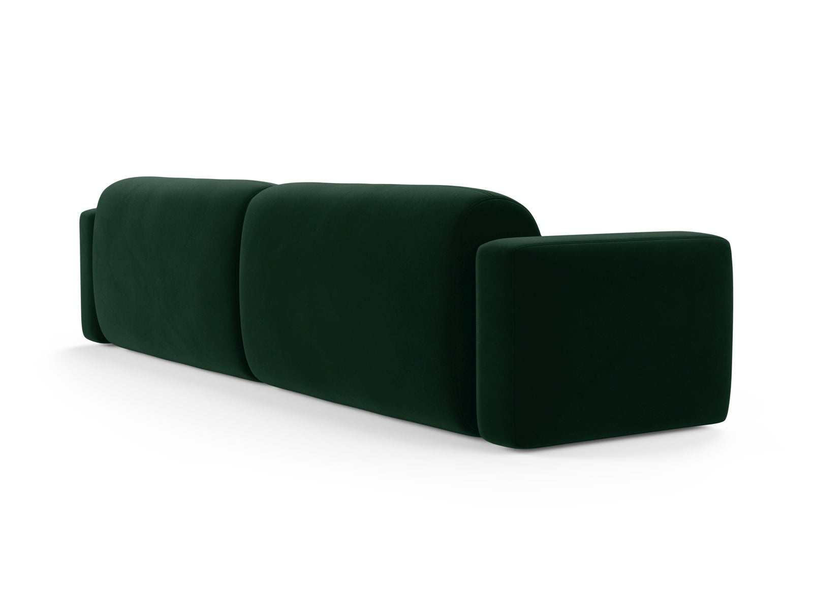 Modulares 4-Sitzer Sofa aus Strino Velours in luxuriösem Bottle Green, perfekt für moderne und elegante Wohnambiente.