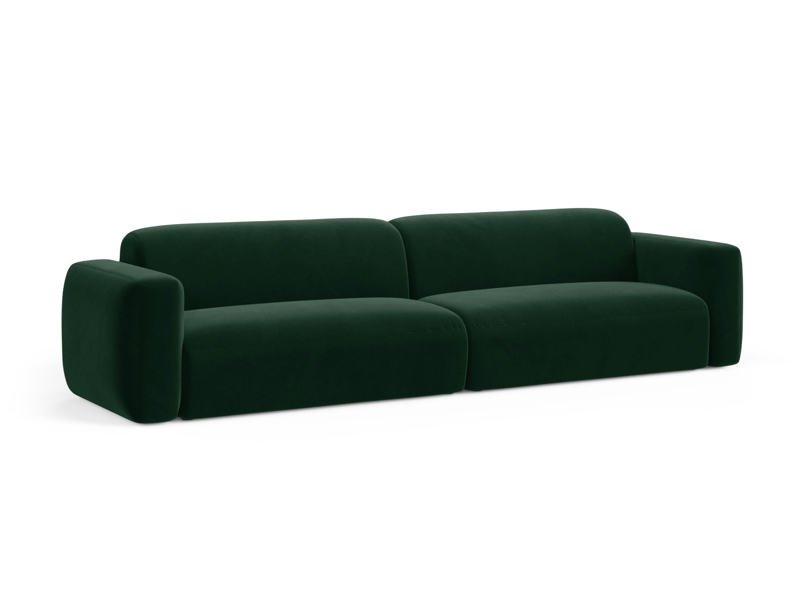 Elegantes Strino Velour Modular Sofa für 4 Personen in edlem Bottle Green-Salvador, ideal für stilvolle Wohnräume.