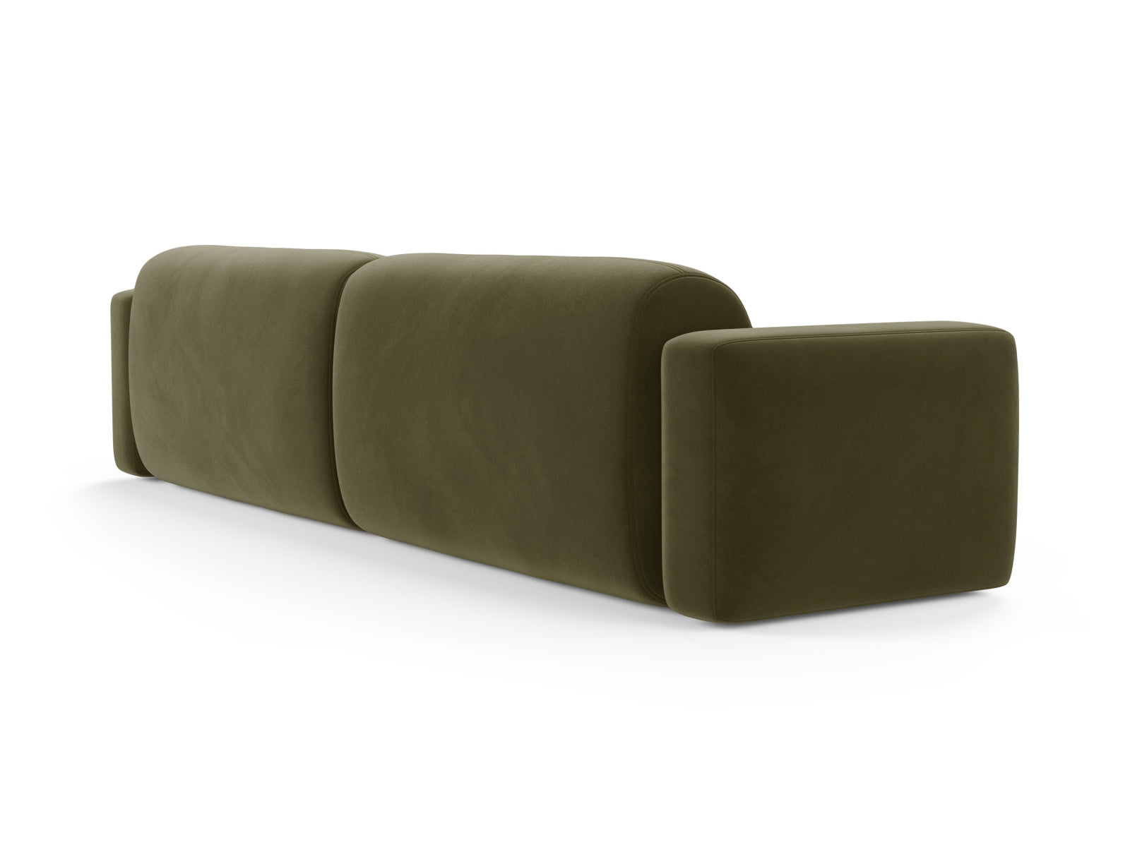 Modulares 4-Sitzer Sofa aus Strino Velour in Green-Salvador, perfekt für moderne Wohnkonzepte und gemütliche Zusammenkünfte.