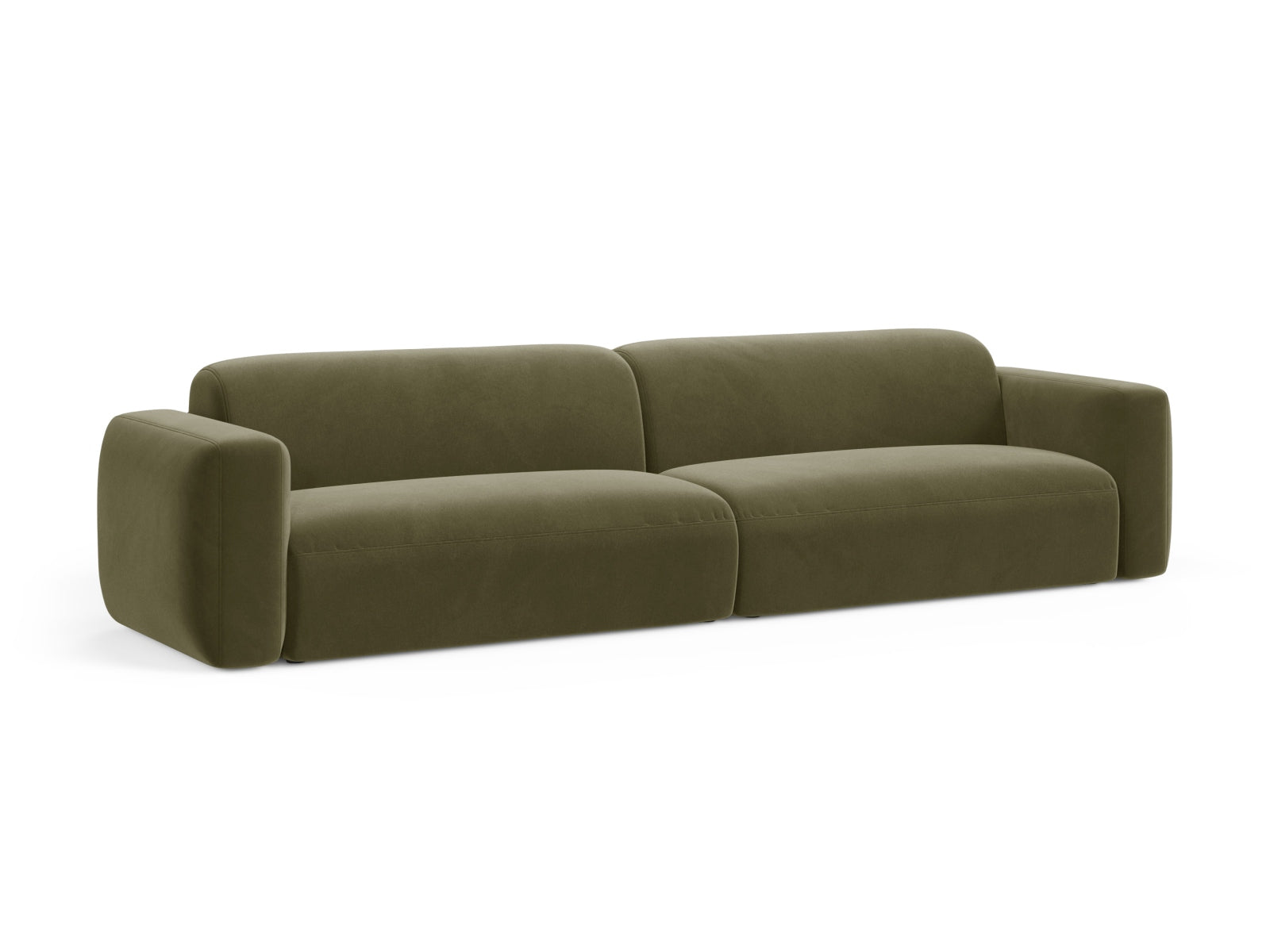 Elegantes Strino Velour Modular Sofa für 4 Personen in der Farbe Green-Salvador, ideal für stilvolle Wohnräume.