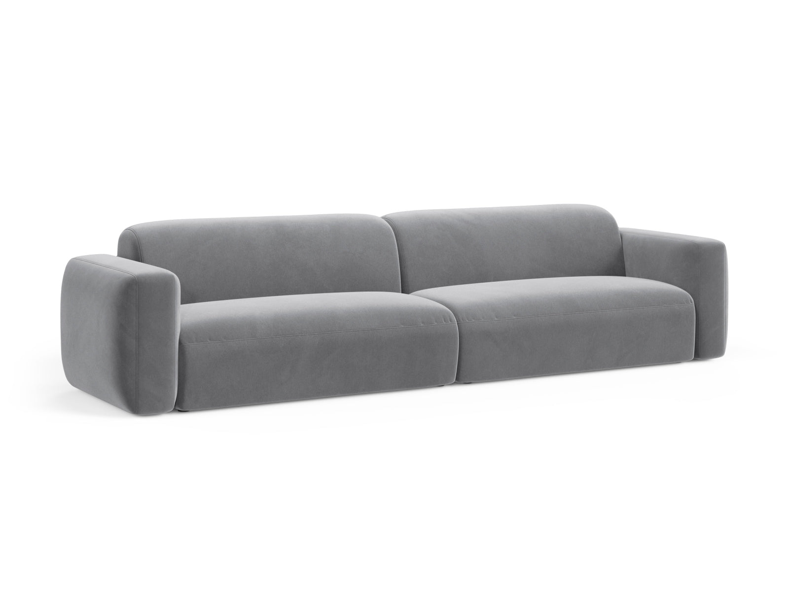 Elegantes Strino Velour Modular Sofa für 4 Personen in stilvollem Grau, ideal für moderne Wohnräume und gemütliche Abende.