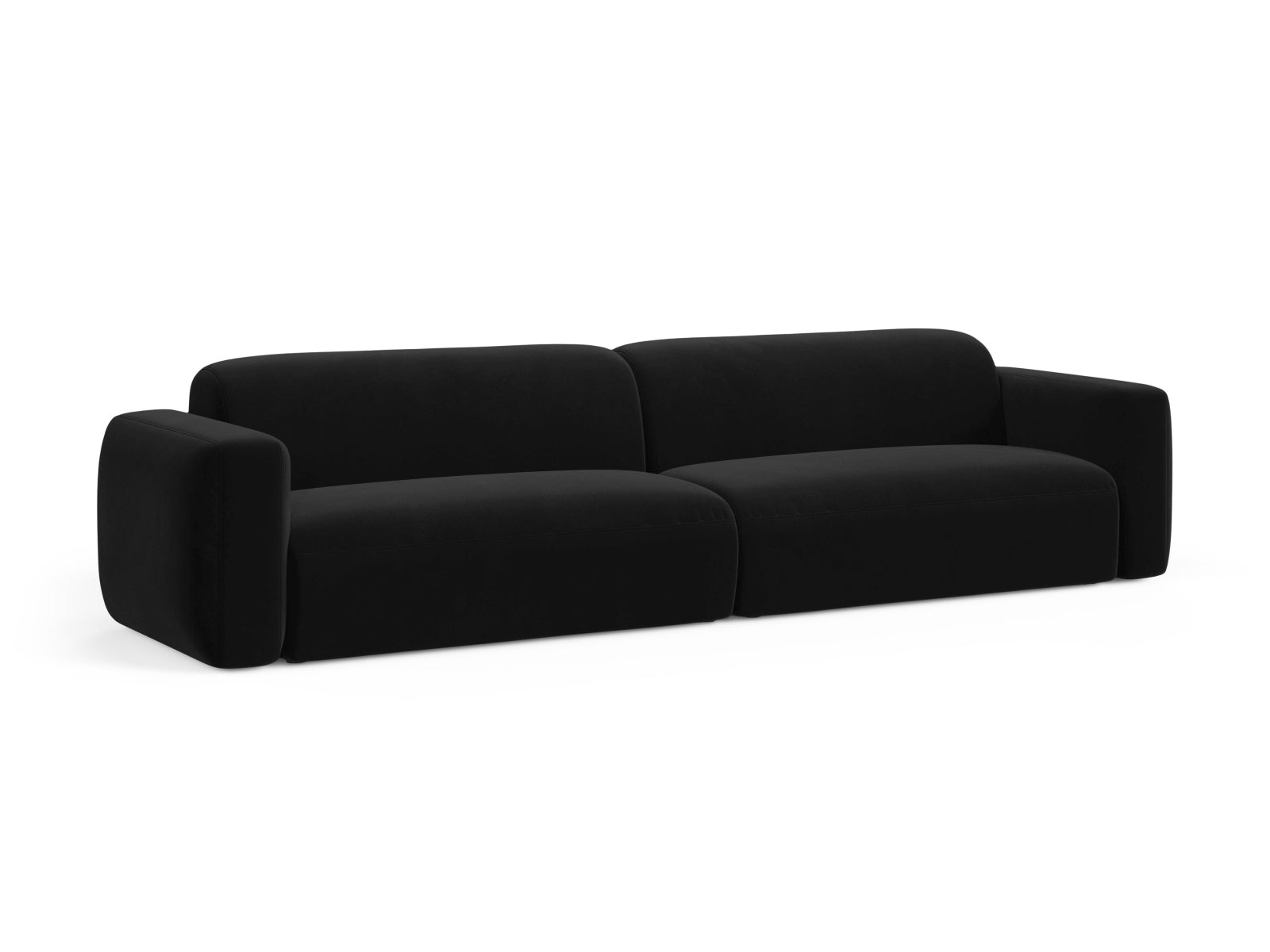 Elegantes Strino Velour Modular Sofa für 4 Personen in stilvollem Schwarz, ideal für moderne Wohnräume und gemütliche Abende.
