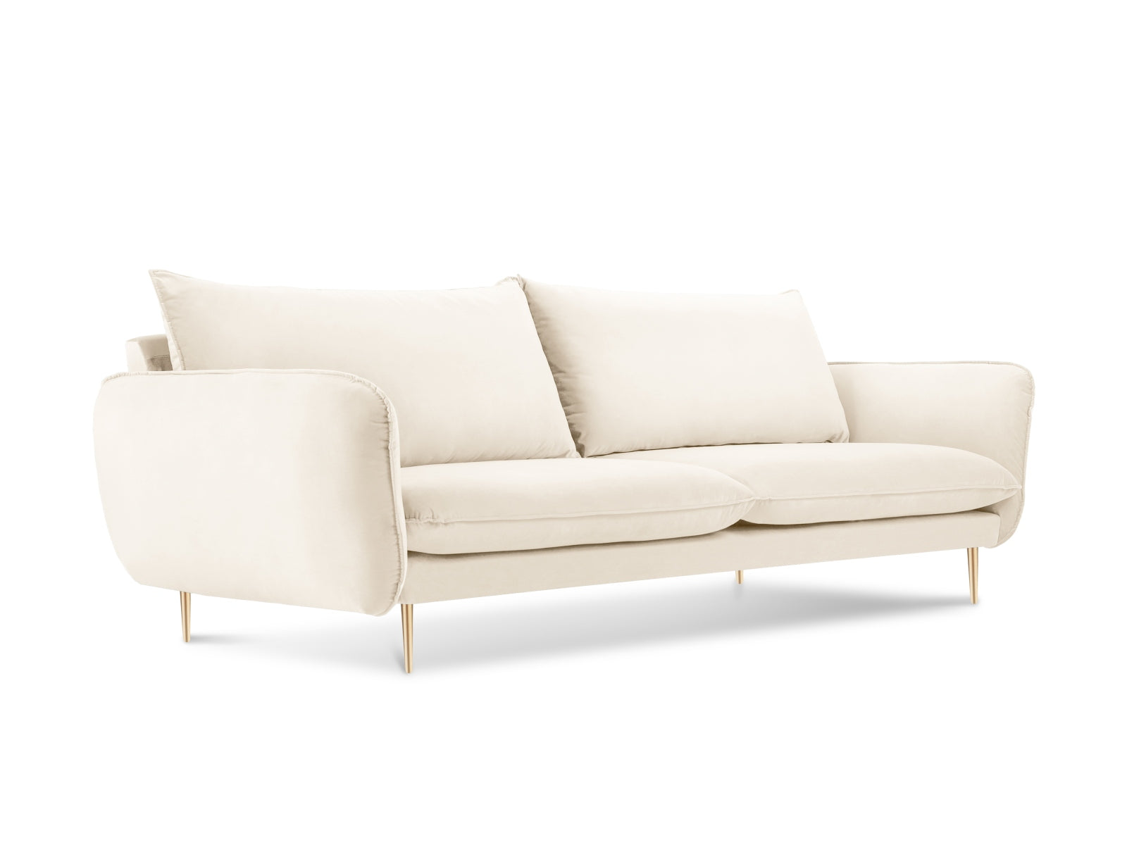 Vienna Velour Sofa 4 Sitzer 92cm in Light Beige/Gold-Bluvel präsentiert im Onlineshop von KAQTU Design AG. 4er Sofa ist von Cosmopolitan Design