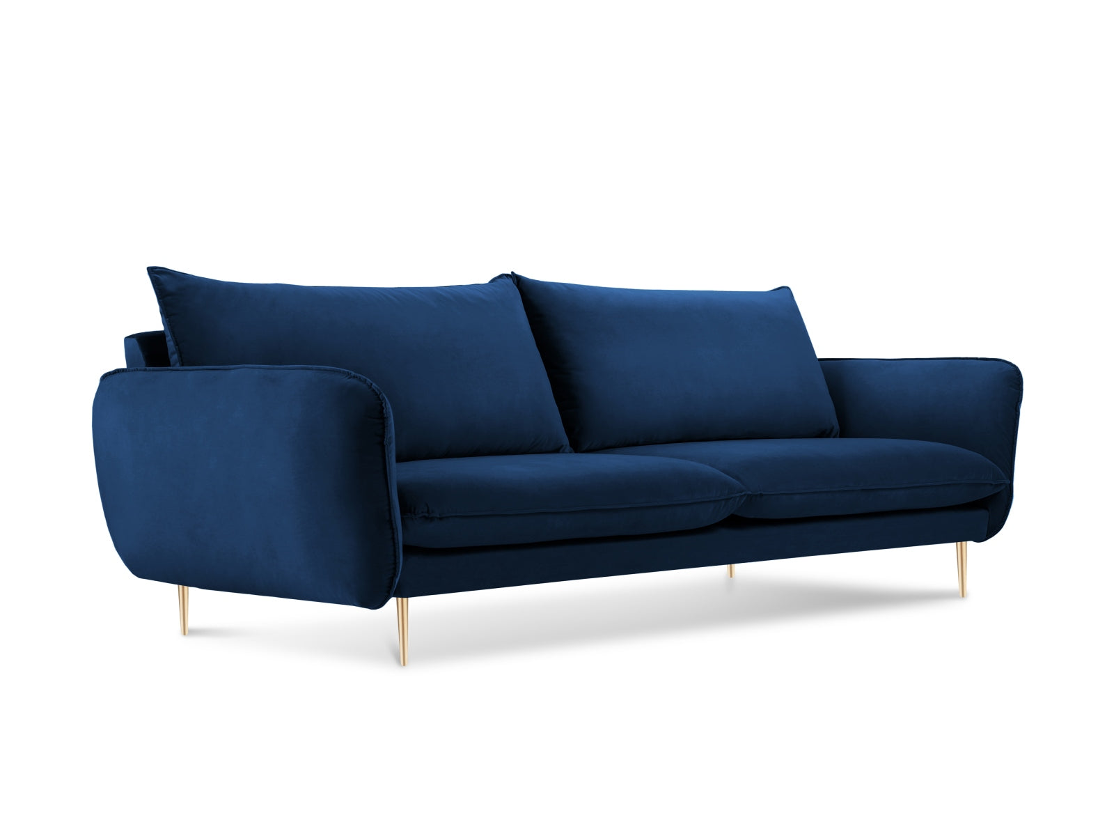 Vienna Velour Sofa 4 Sitzer 92cm in Royal Blue/Gold-Bluvel präsentiert im Onlineshop von KAQTU Design AG. 4er Sofa ist von Cosmopolitan Design