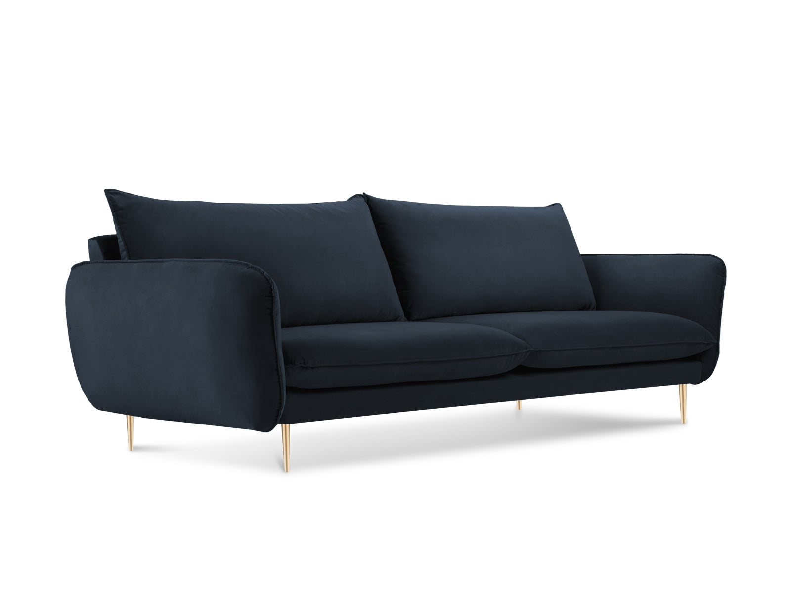 Vienna Velour Sofa 4 Sitzer 92cm in Dark Blue/Gold-Bluvel präsentiert im Onlineshop von KAQTU Design AG. 4er Sofa ist von Cosmopolitan Design