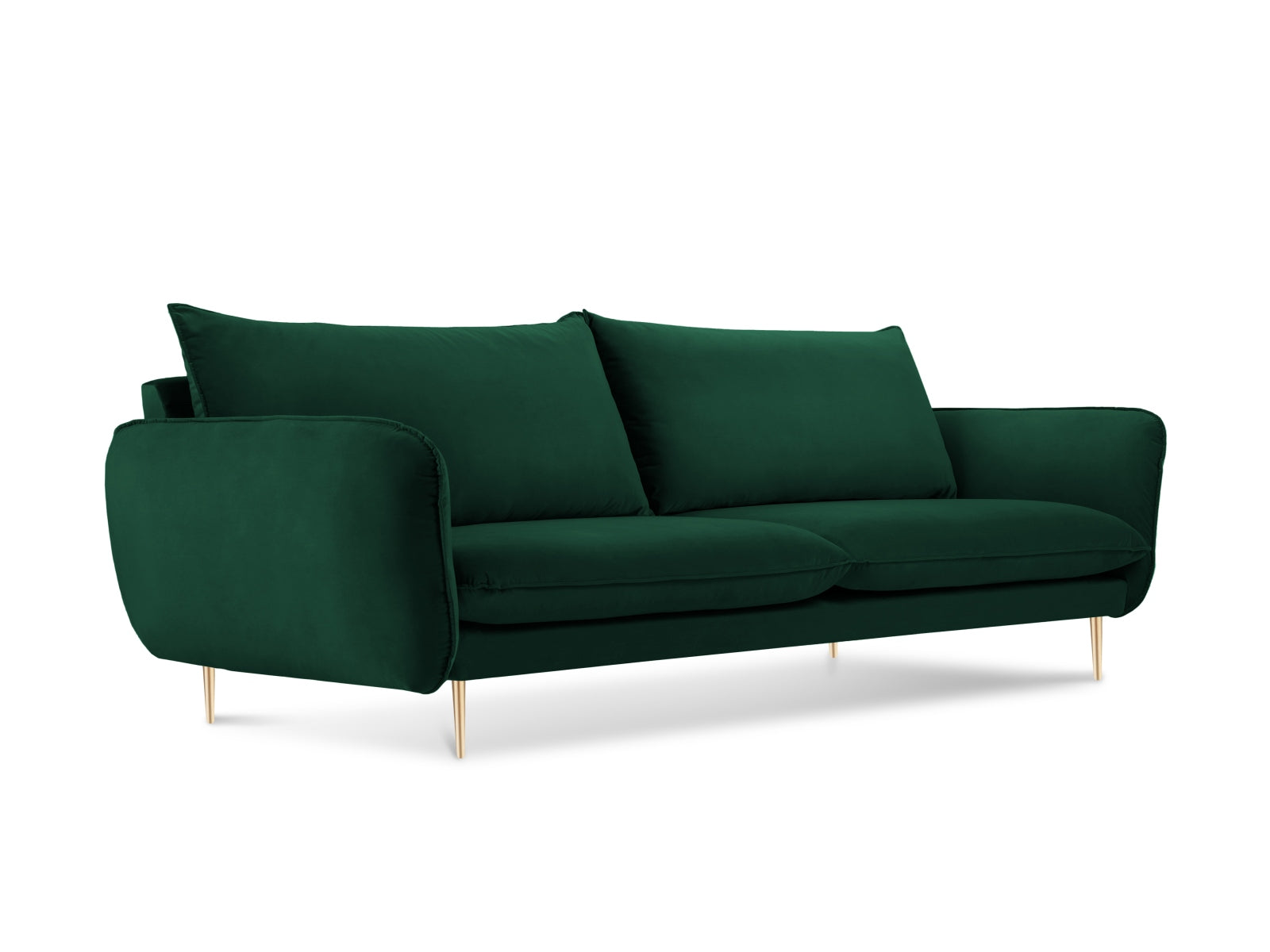 Vienna Velour Sofa 4 Sitzer 92cm in Bottle Green/Gold-Bluvel präsentiert im Onlineshop von KAQTU Design AG. 4er Sofa ist von Cosmopolitan Design