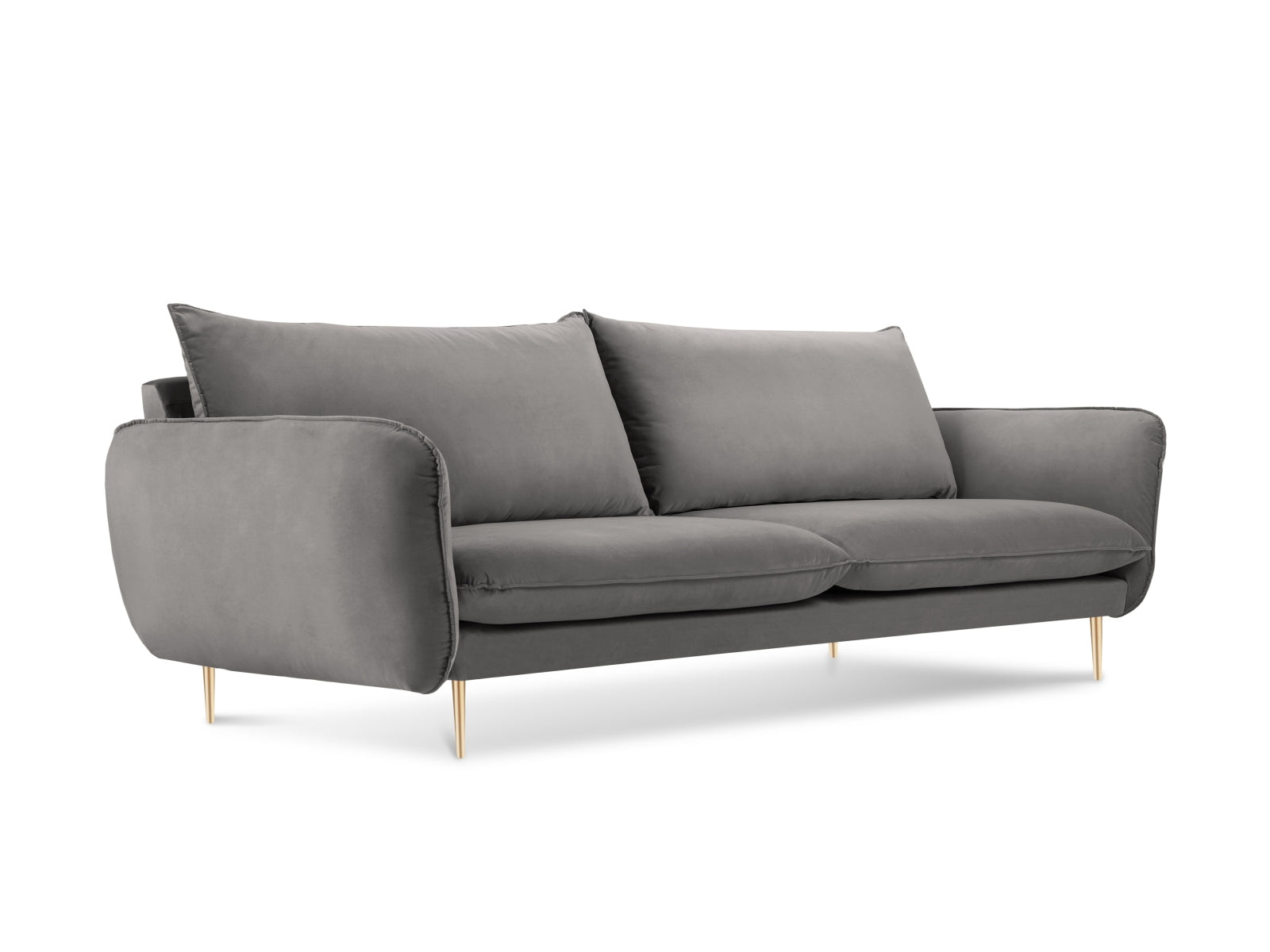 Vienna Velour Sofa 4 Sitzer 92cm in Light Grey/Gold-Bluvel präsentiert im Onlineshop von KAQTU Design AG. 4er Sofa ist von Cosmopolitan Design