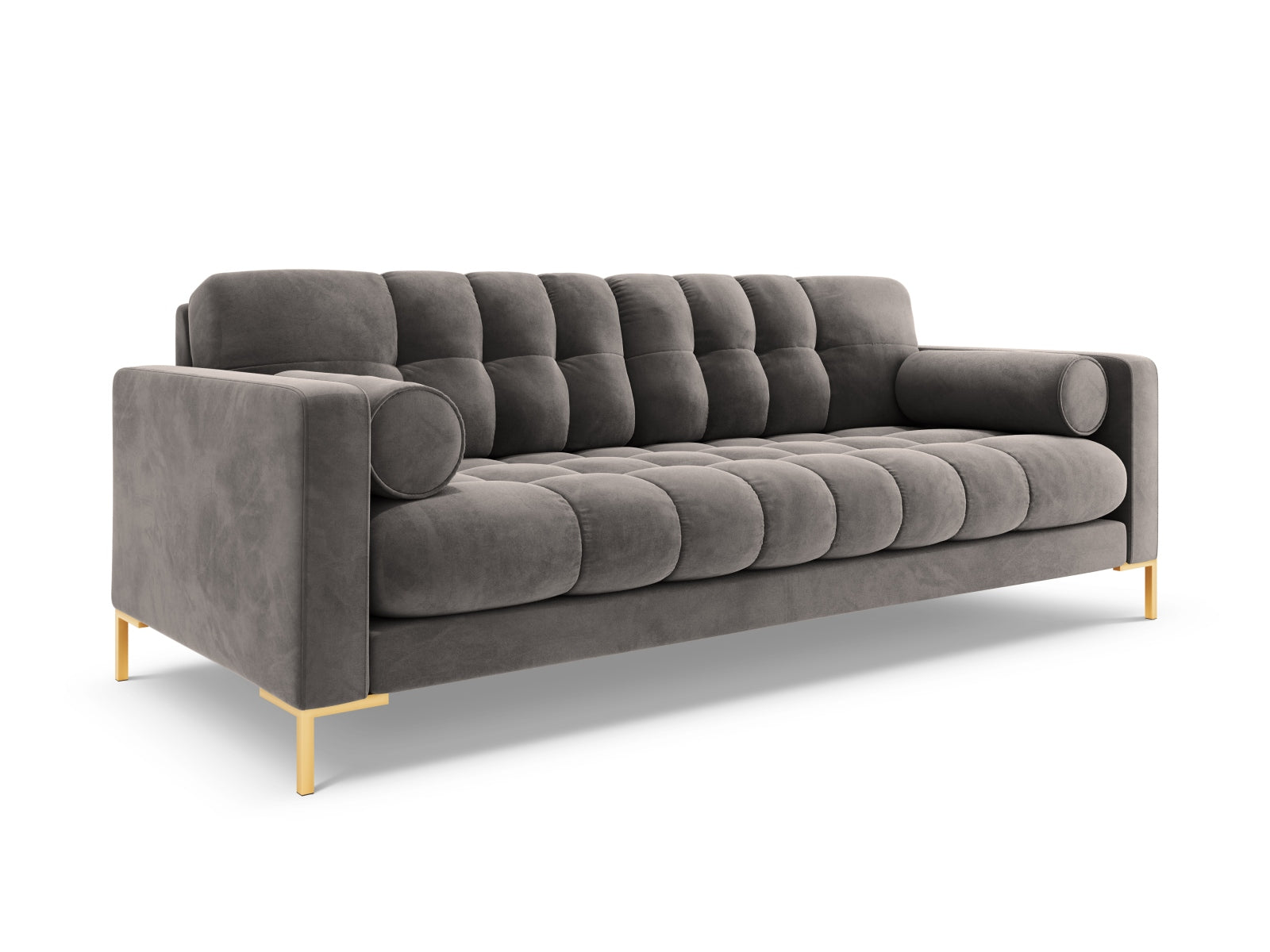 Elegantes 4-Sitzer Sofa Bali in sanftem Light Grey-Bluvel, ideal für entspannte Stunden und geschmackvolle Wohnräume.