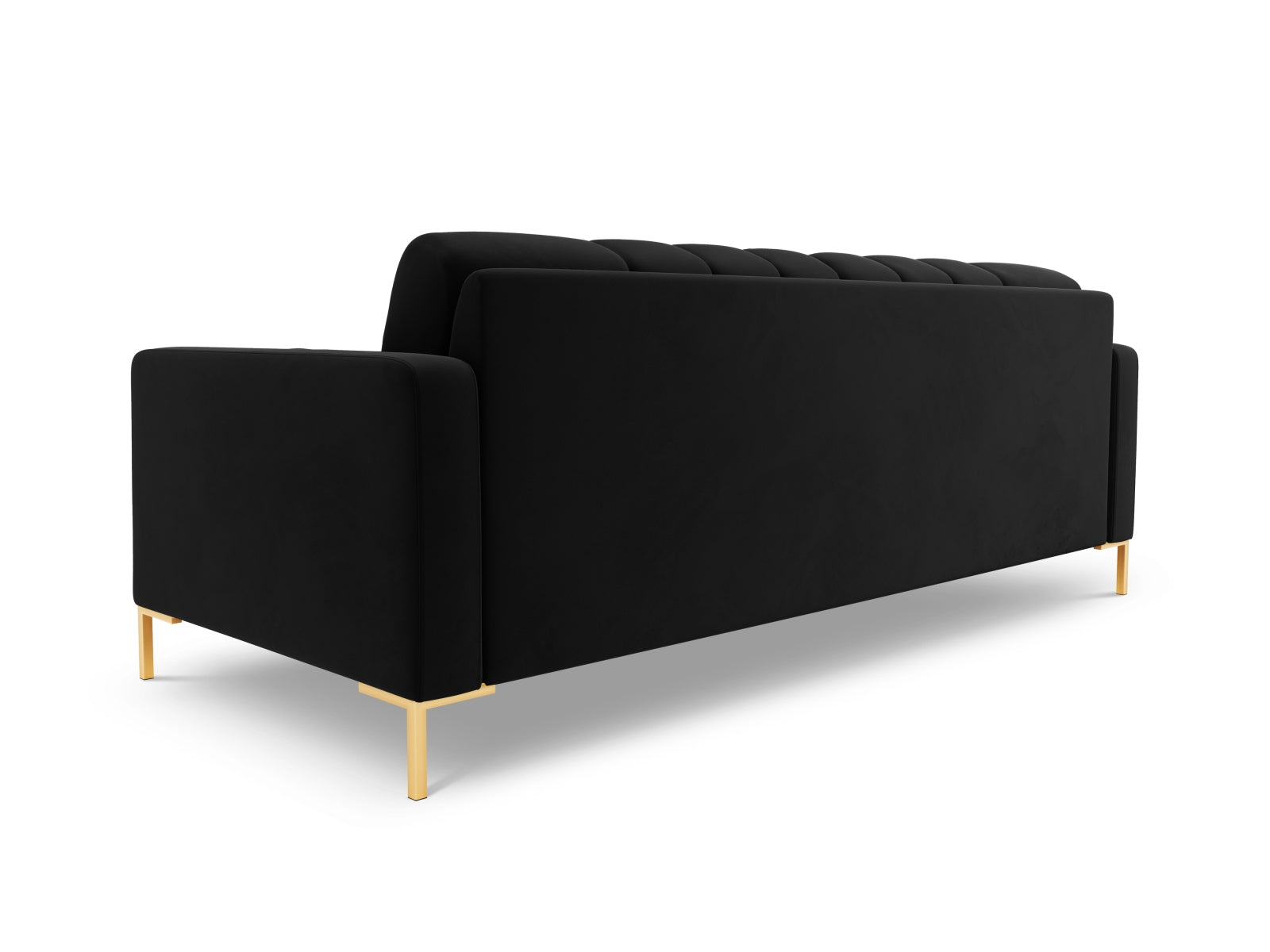 Elegantes 4-Sitzer Sofa Bali in edlem Black-Bluvel, ideal für gemütliche Stunden und stilvolle Einrichtungsideen.