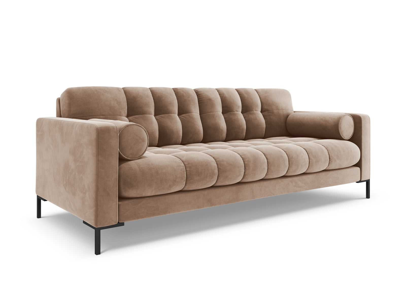 Beige-Bluvel 4-Sitzer Sofa Bali von Cosmopolitan Design, stilvolles und modernes Möbelstück für Ihr Wohnzimmer.