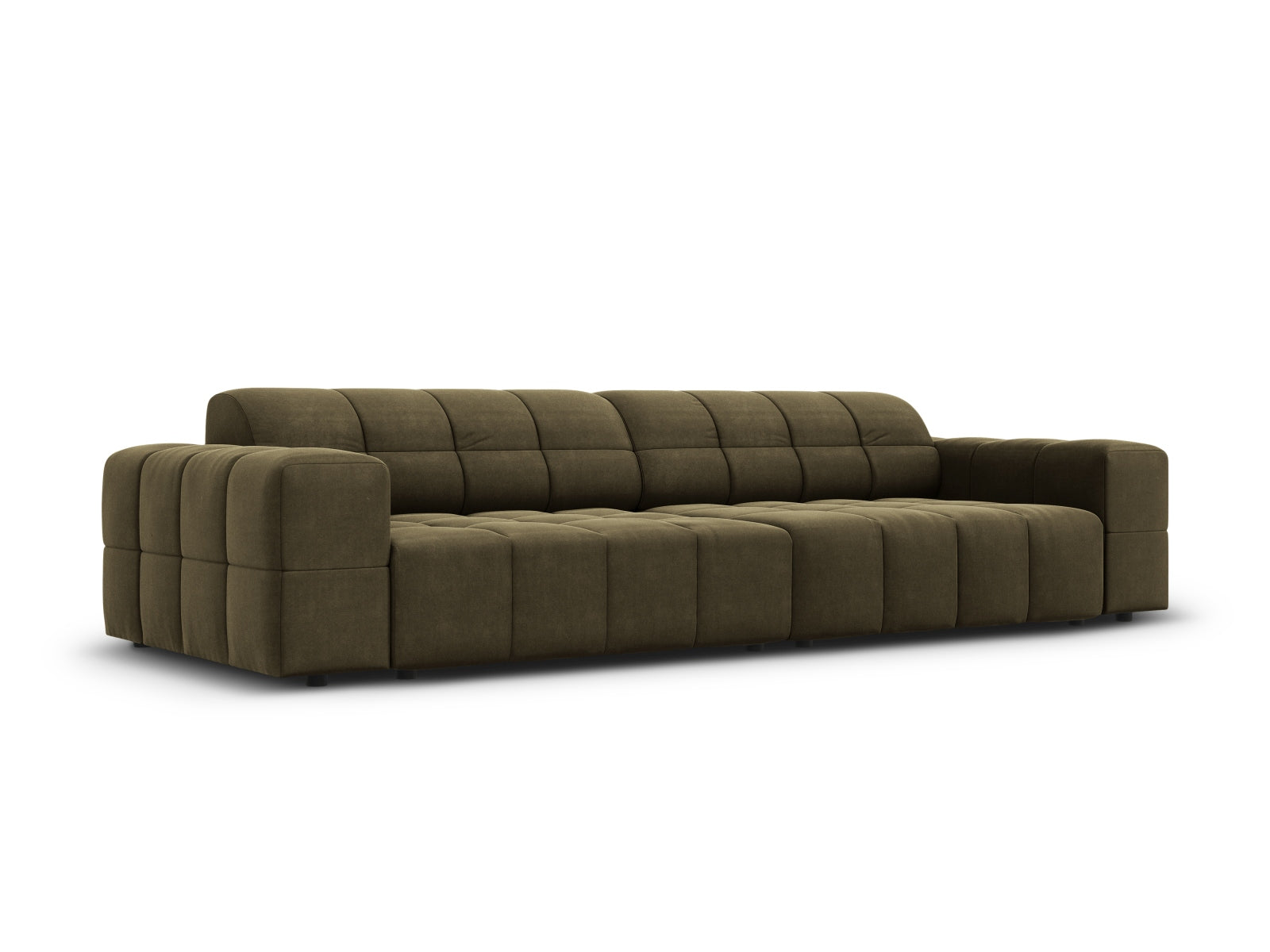 Elegantes Chicago Velour Sofa in Green-Bluvel, 4-Sitzer mit modernem Design, ideal für stilvolle Wohnräume.