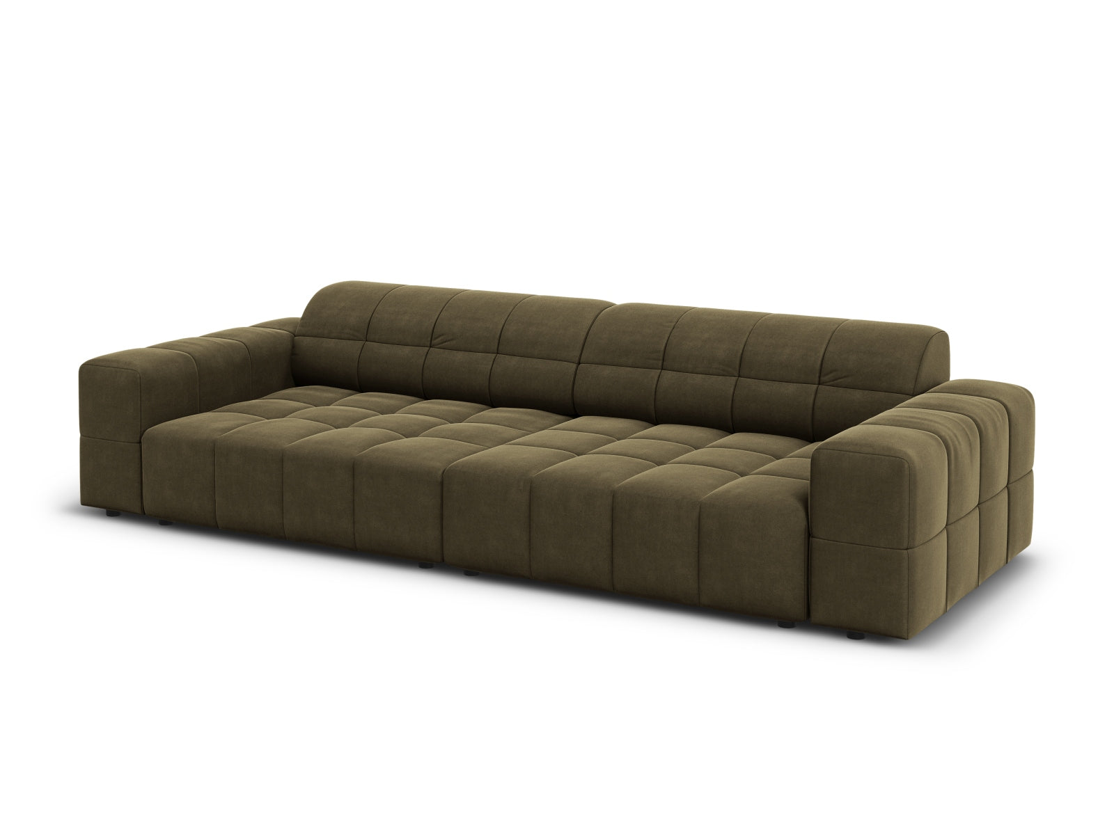 Stylisches 4-Sitzer Sofa Chicago aus Velours in Green-Bluvel, perfekt für gemütliche und moderne Wohnambiente.