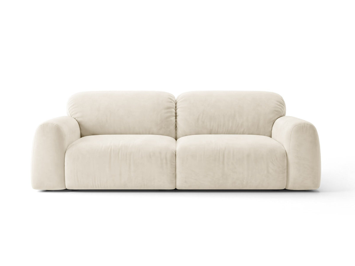 4er Sofa Milan mit Bluvel-Bezug, schwarzen Beinen und niedriger Rückenlehne