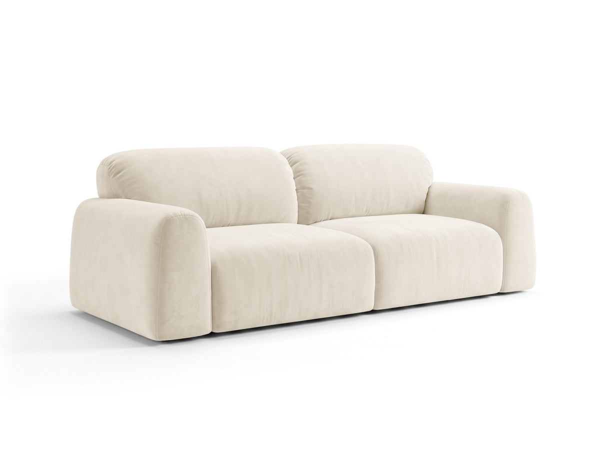 4er Sofa Milan mit Bluvel-Bezug, schwarzen Beinen und niedriger Rückenlehne