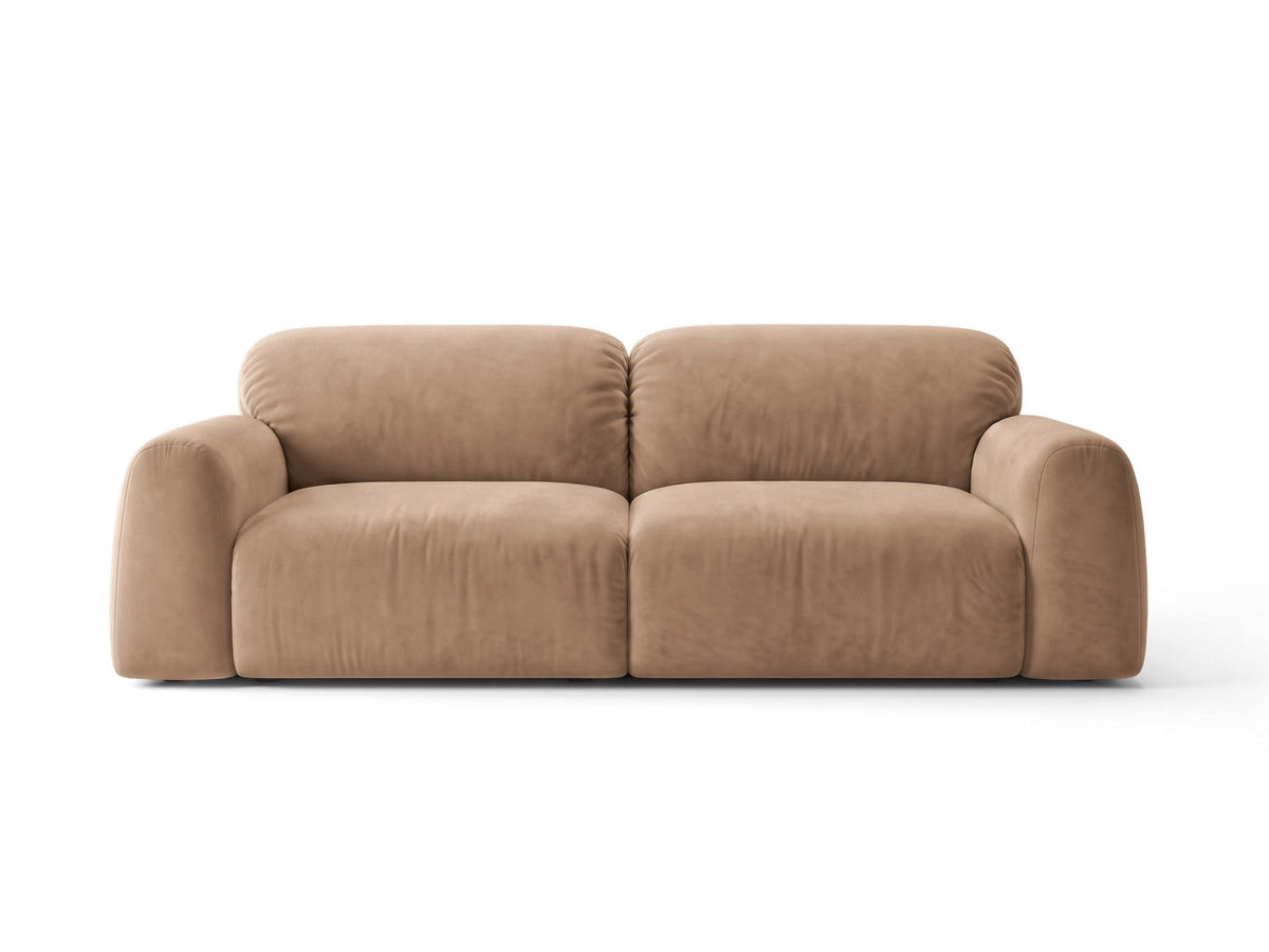 4er Sofa Milan mit Bluvel-Bezug, schwarzen Beinen und niedriger Rückenlehne