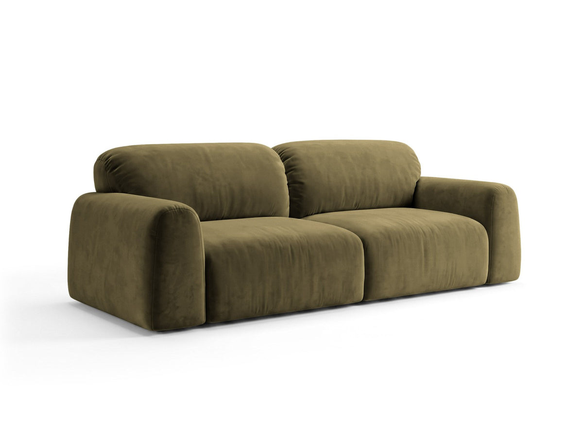 4er Sofa Milan mit Bluvel-Bezug, schwarzen Beinen und niedriger Rückenlehne