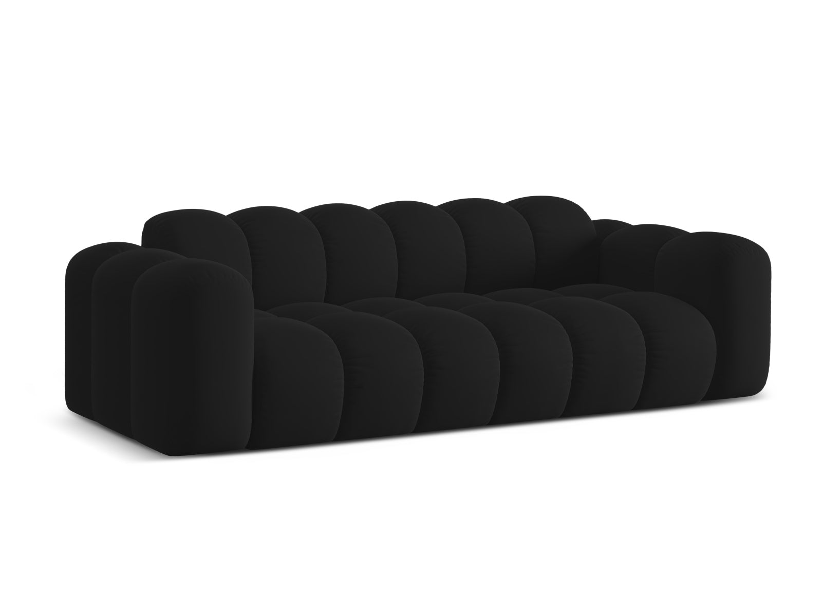 Elegantes 4-Sitzer Sofa Treno in stilvollem Black-Bluvel, ideal für moderne Wohnräume, erhältlich bei KAQTU Design AG.
