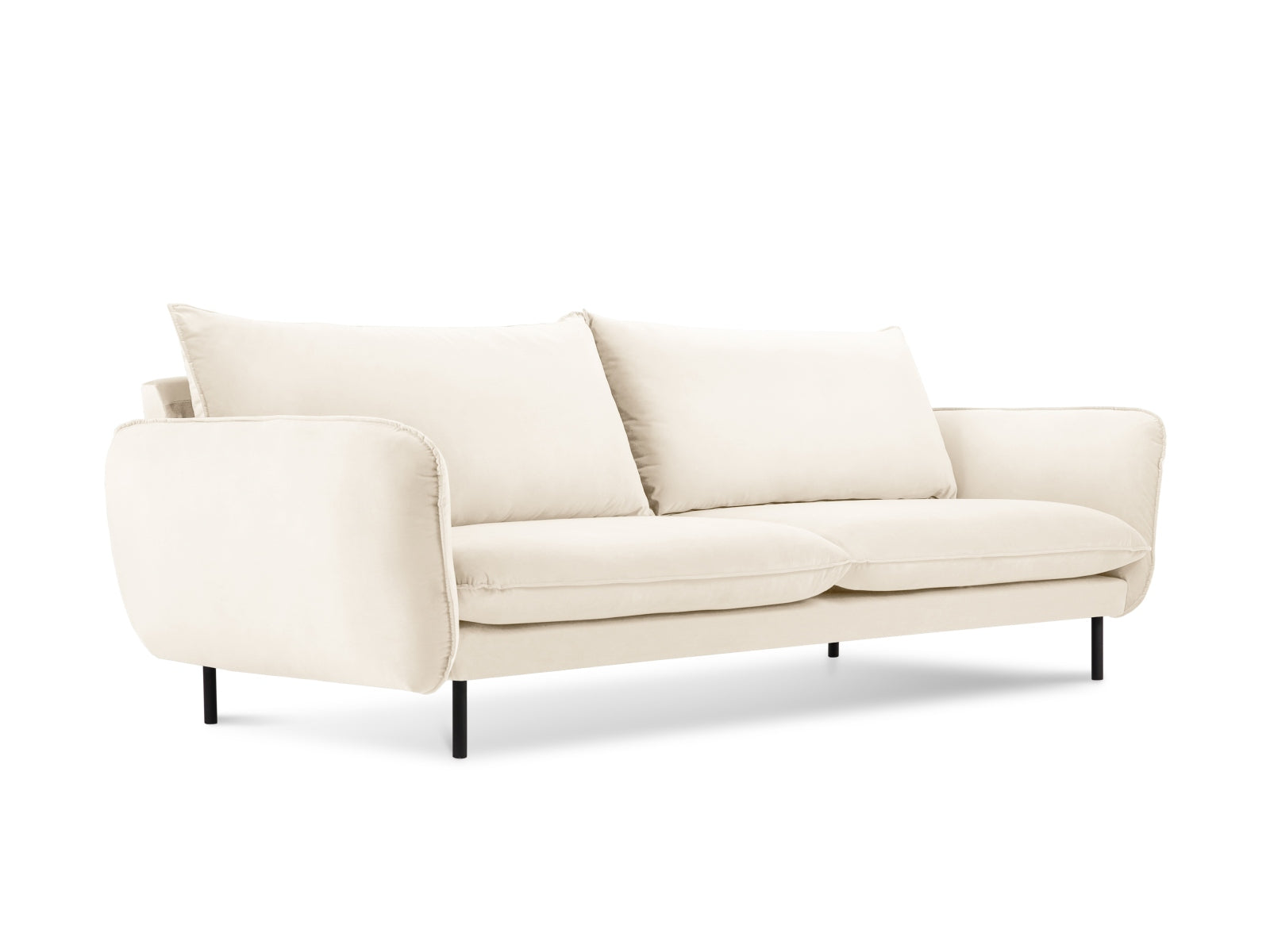 Vienna Velour Sofa 4 Sitzer 92cm in Light Beige/Schwarz-Bluvel präsentiert im Onlineshop von KAQTU Design AG. 4er Sofa ist von Cosmopolitan Design
