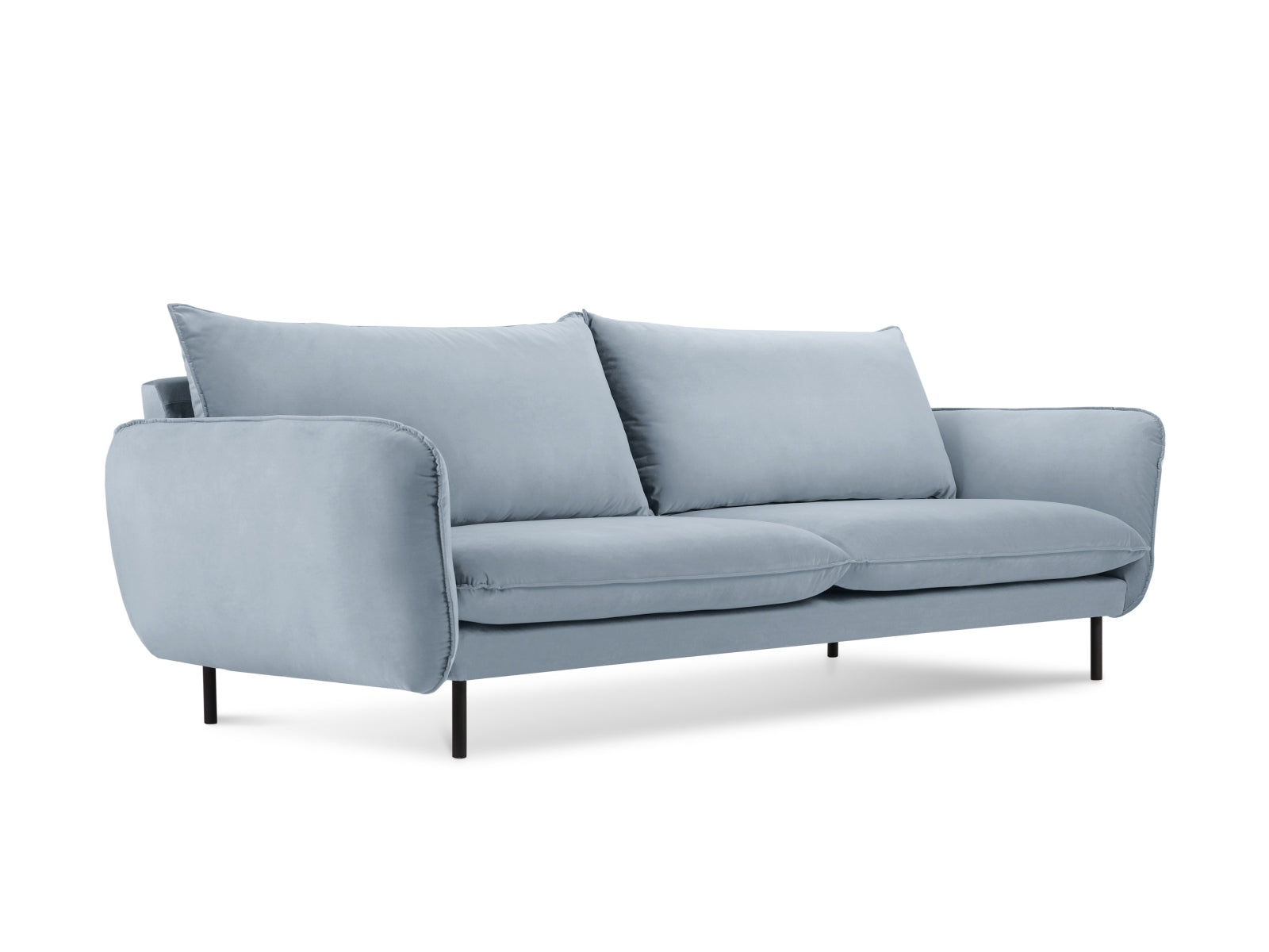 Vienna Velour Sofa 4 Sitzer 92cm in Light Blue/Schwarz-Bluvel präsentiert im Onlineshop von KAQTU Design AG. 4er Sofa ist von Cosmopolitan Design