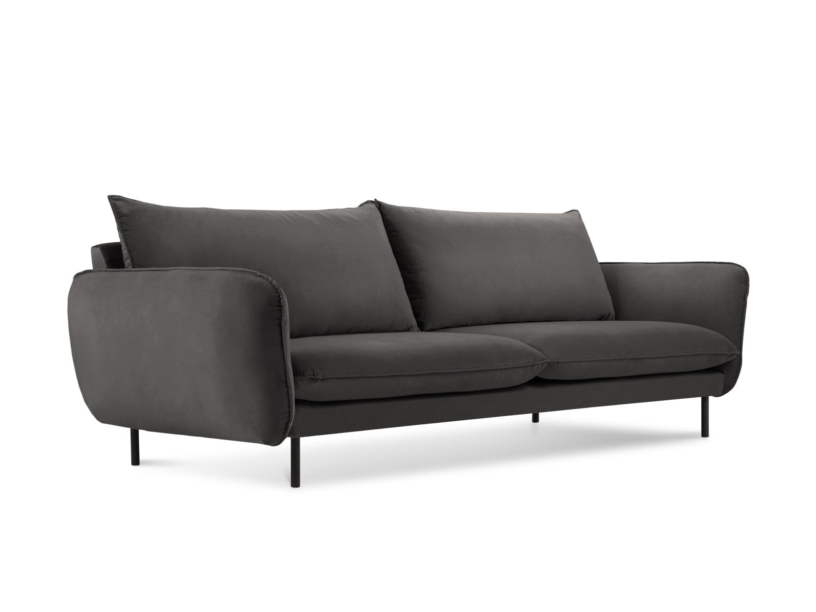 Vienna Velour Sofa 4 Sitzer 92cm in Dark Grey/Schwarz-Bluvel präsentiert im Onlineshop von KAQTU Design AG. 4er Sofa ist von Cosmopolitan Design