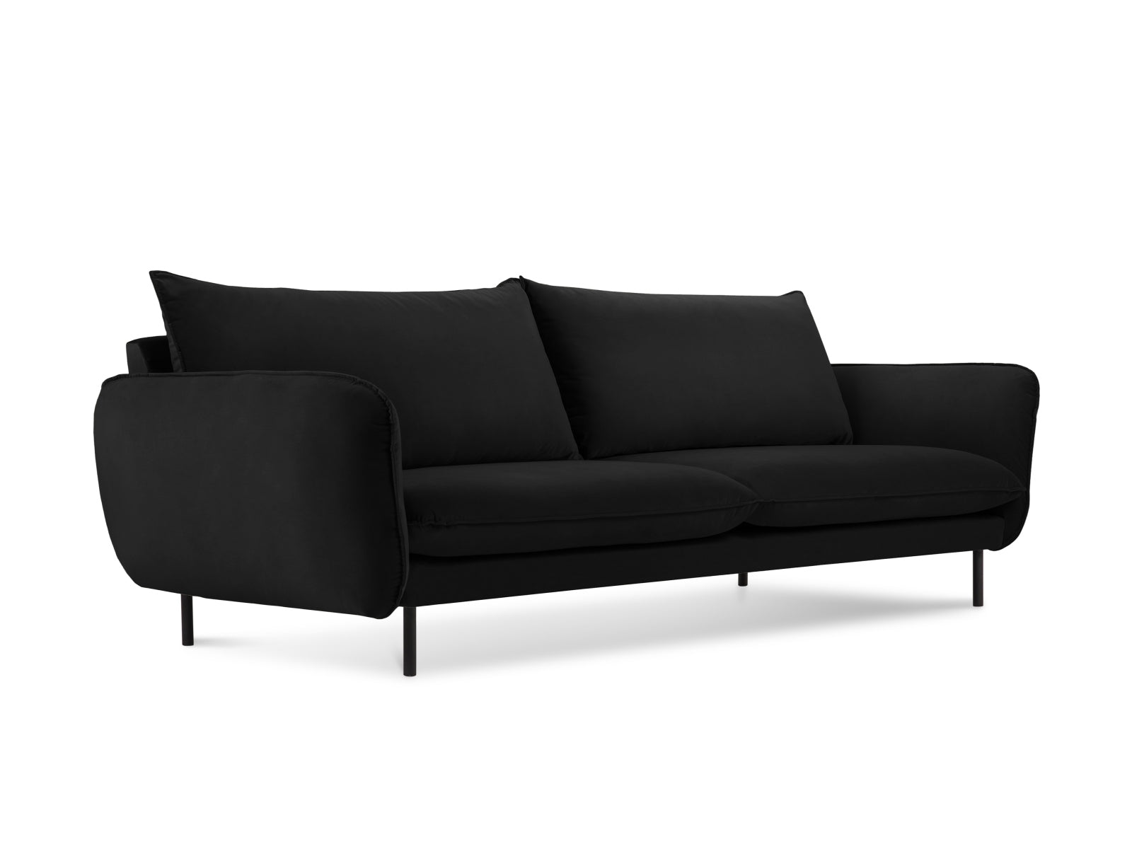 Vienna Velour Sofa 4 Sitzer 92cm in Black/Schwarz-Bluvel präsentiert im Onlineshop von KAQTU Design AG. 4er Sofa ist von Cosmopolitan Design