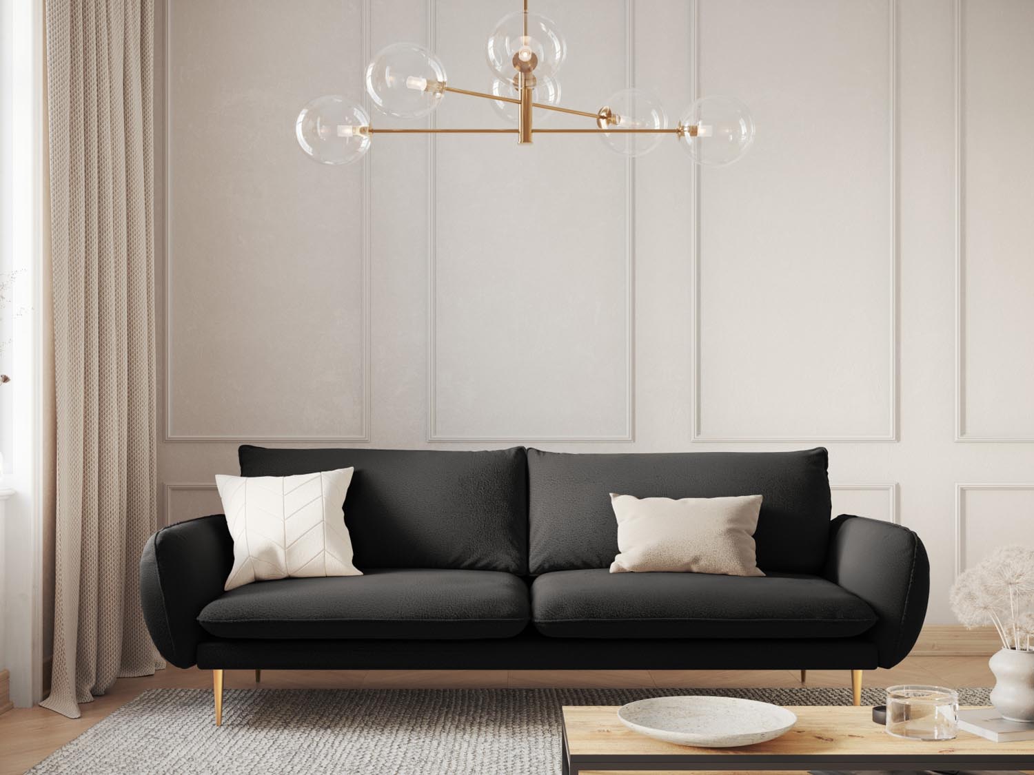 Entdecken Sie das elegante Vienna Boucle Sofa 4 Sitzer von Cosmopolitan Design – stilvoll, komfortabel und perfekt für Ihr modernes Wohnzimmer.