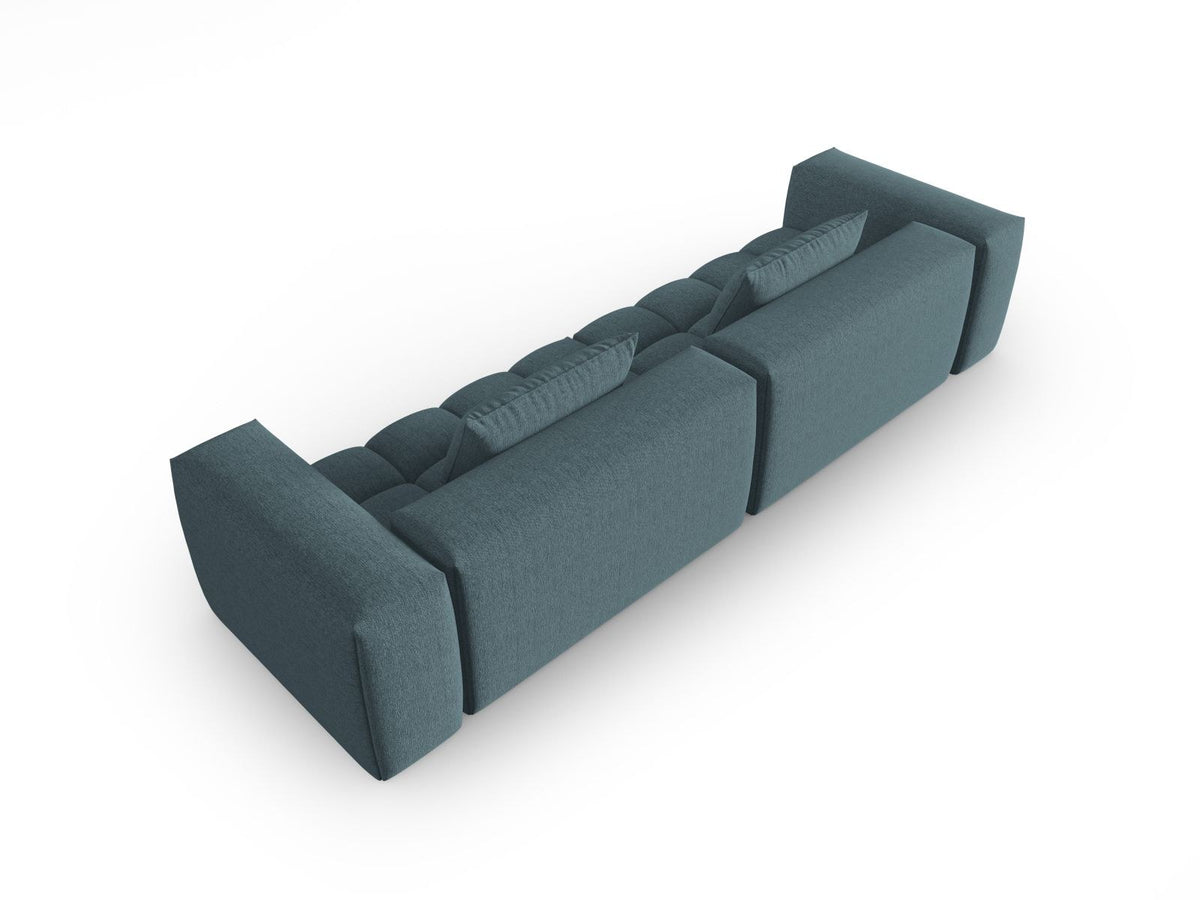 Beiges Verona Modulares Sofa mit 5 Sitzplätzen, Sorella-Strukturstoff, Massivholzrahmen und schwarzen Kunststoffbeinen im Wohnzimmer.