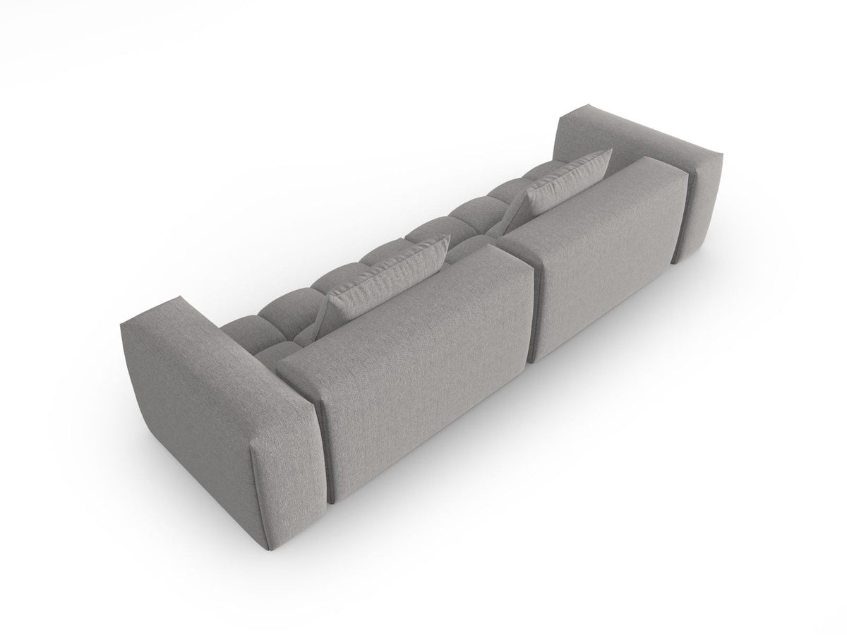 Beiges Verona Modulares Sofa mit 5 Sitzplätzen, Sorella-Strukturstoff, Massivholzrahmen und schwarzen Kunststoffbeinen im Wohnzimmer.