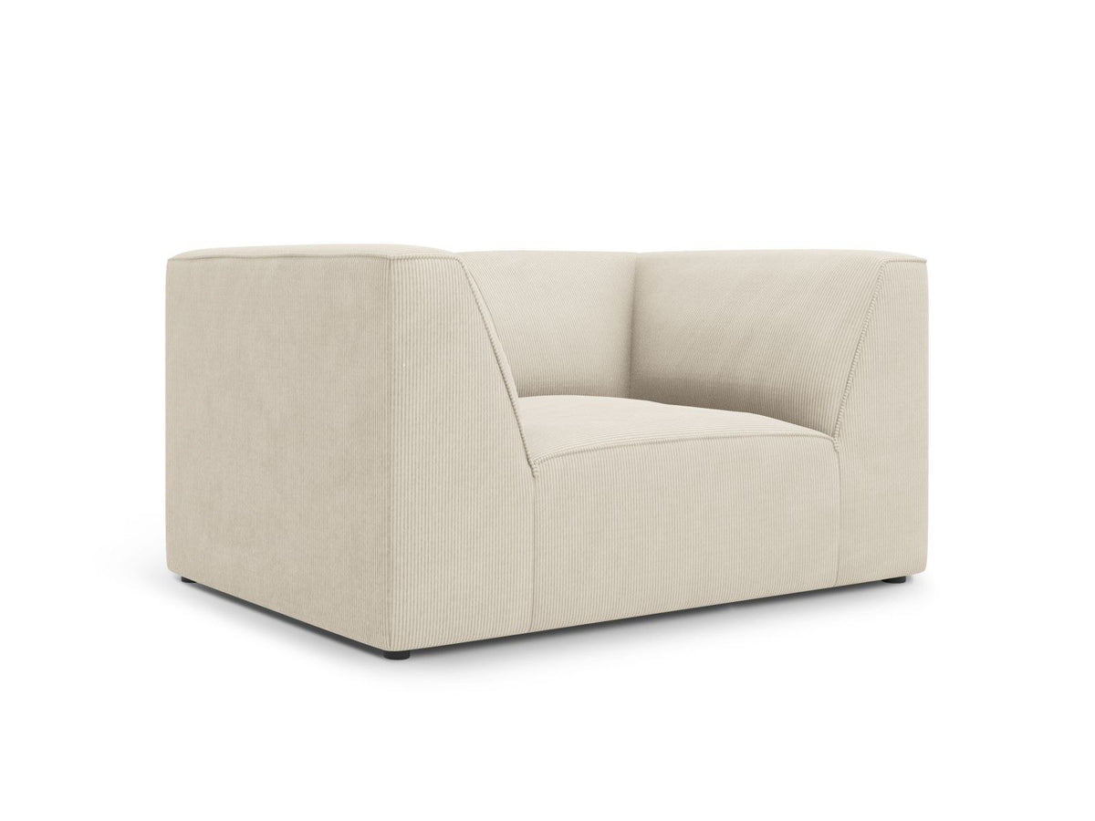 Sessel Siena 1-Sitzer von Cosmopolitan Design mit gelbem Ottawa-Stoffbezug, Massivholzrahmen und schwarzen Kunststoffbeinen aus Polypropylen.