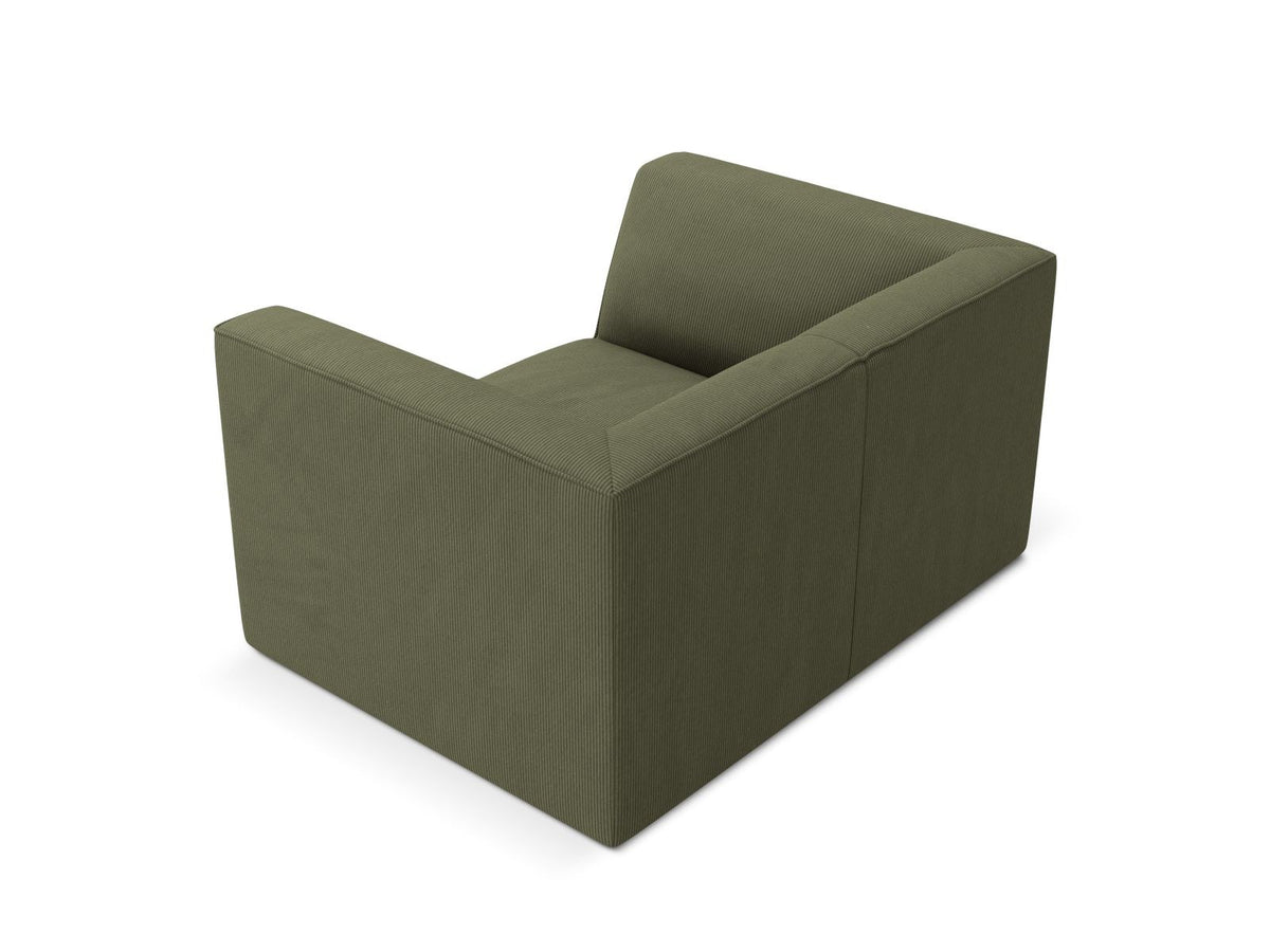 Sessel Siena 1-Sitzer von Cosmopolitan Design mit gelbem Ottawa-Stoffbezug, Massivholzrahmen und schwarzen Kunststoffbeinen aus Polypropylen.