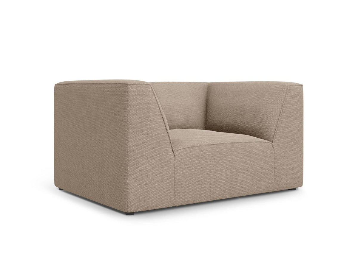 Sessel Siena 1-Sitzer von Cosmopolitan Design mit gelbem Ottawa-Stoffbezug, Massivholzrahmen und schwarzen Kunststoffbeinen aus Polypropylen.