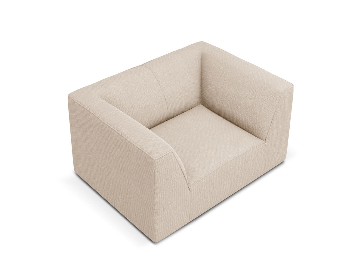 Sessel Siena 1-Sitzer von Cosmopolitan Design mit gelbem Ottawa-Stoffbezug, Massivholzrahmen und schwarzen Kunststoffbeinen aus Polypropylen.