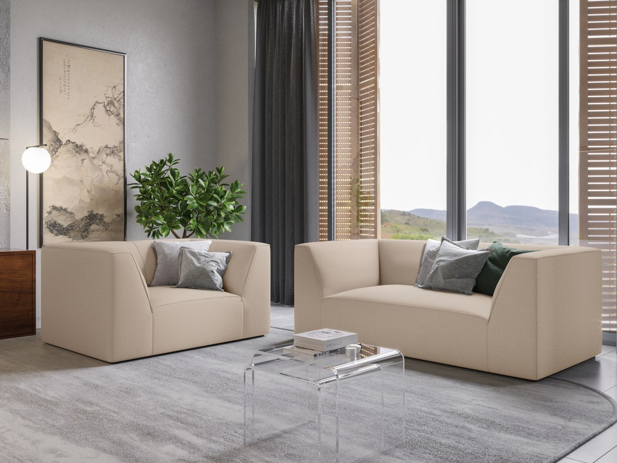 Sessel Siena 1-Sitzer von Cosmopolitan Design mit gelbem Ottawa-Stoffbezug, Massivholzrahmen und schwarzen Kunststoffbeinen aus Polypropylen.