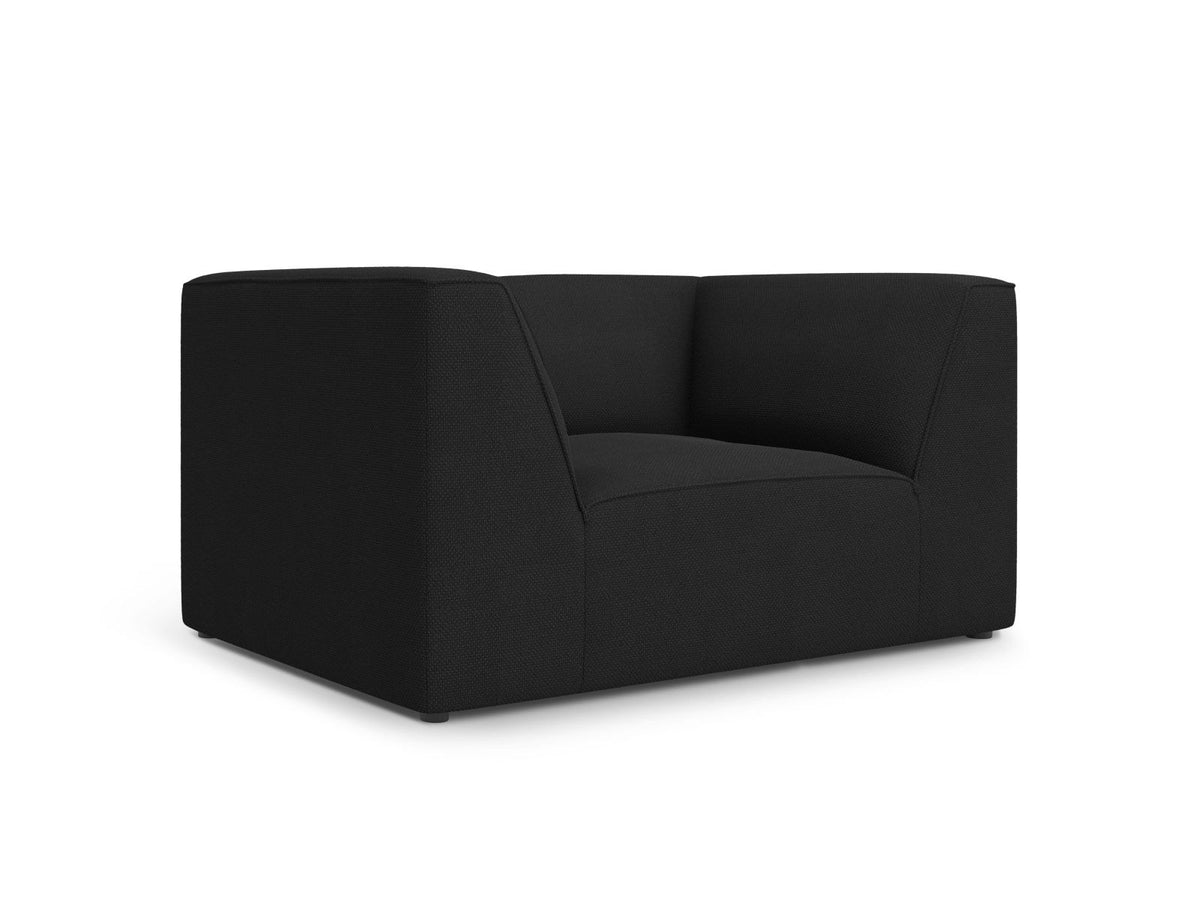 Sessel Siena 1-Sitzer von Cosmopolitan Design mit gelbem Ottawa-Stoffbezug, Massivholzrahmen und schwarzen Kunststoffbeinen aus Polypropylen.