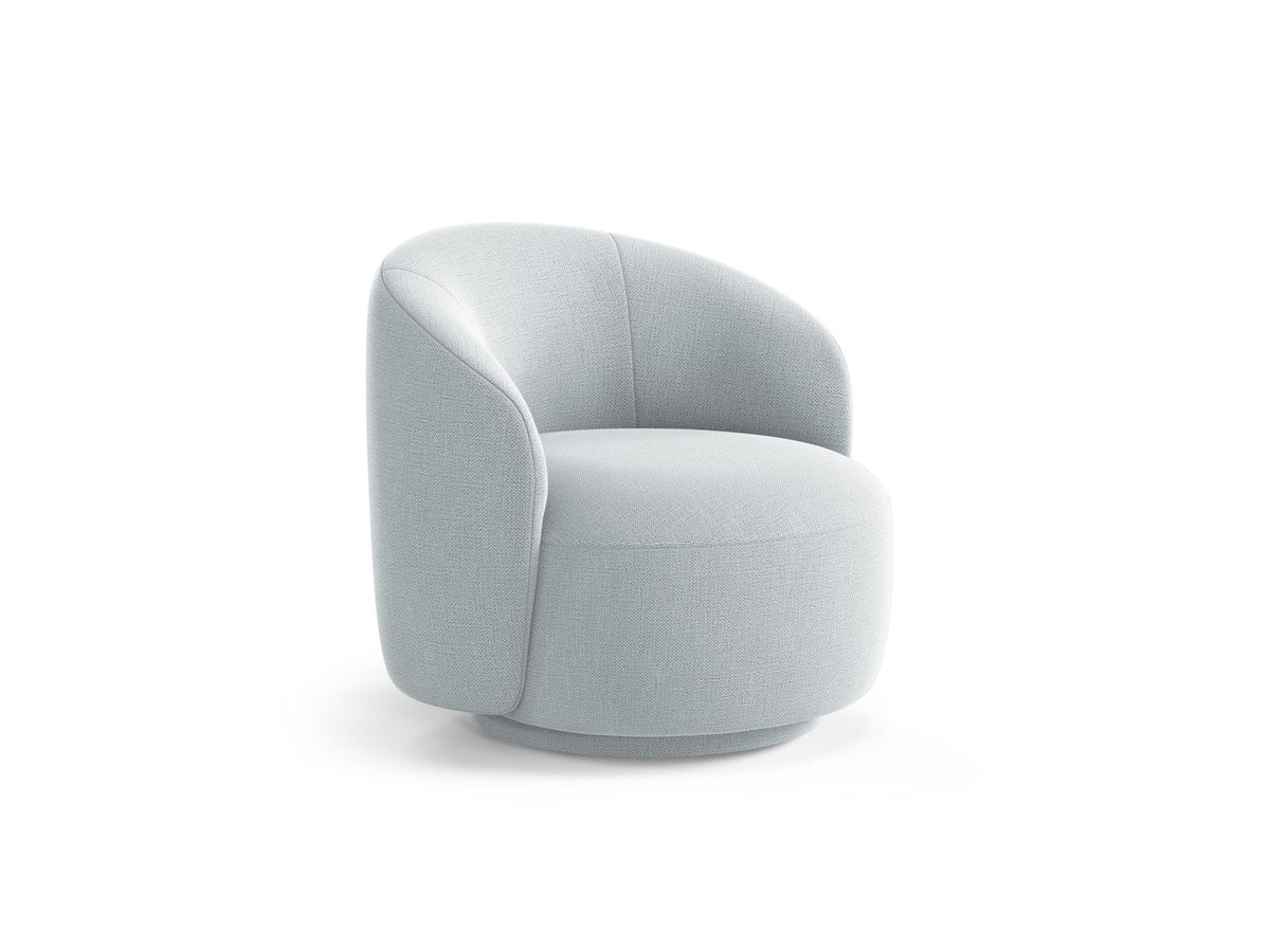 Drehsessel Savona von Cosmopolitan Design mit gepolstertem Sitz aus Chenille-Stoff Moly in Light Beige, gepolsterten Beinen und rundem Drehgestell.