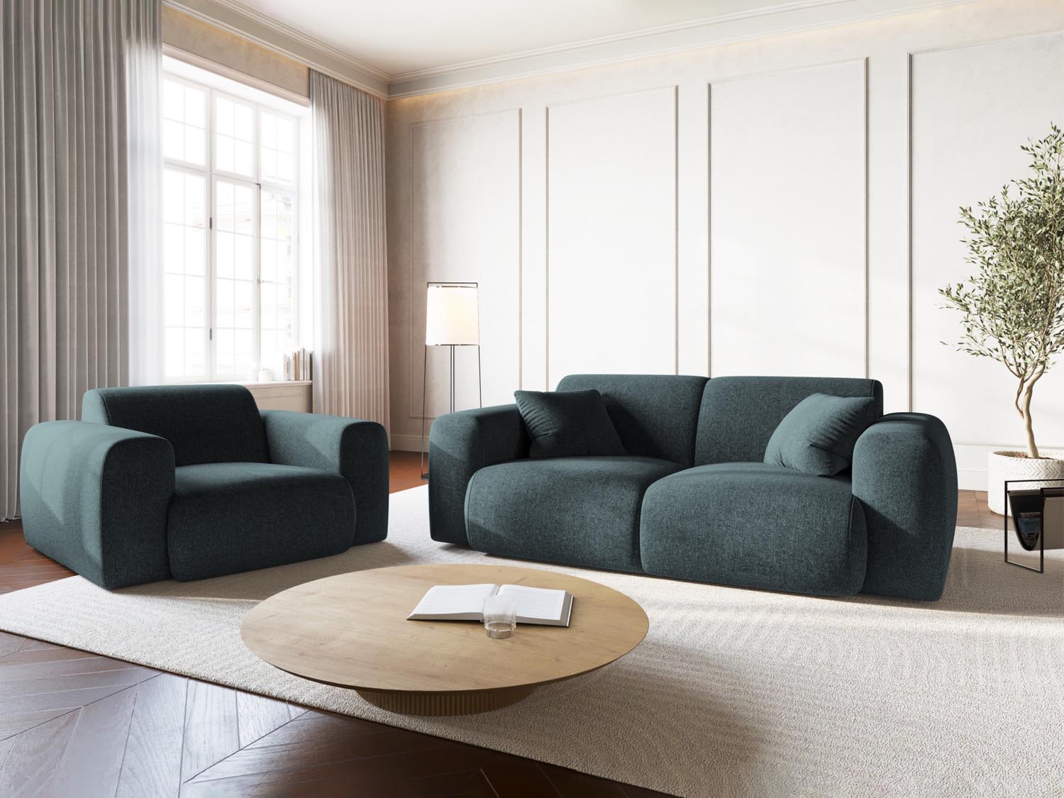 Eleganter Nolio Sessel in Petrol-Haga, 1 Sitz, 95cm, stilvolles Design von Cosmopolitan Design, ideal für moderne Wohnräume.