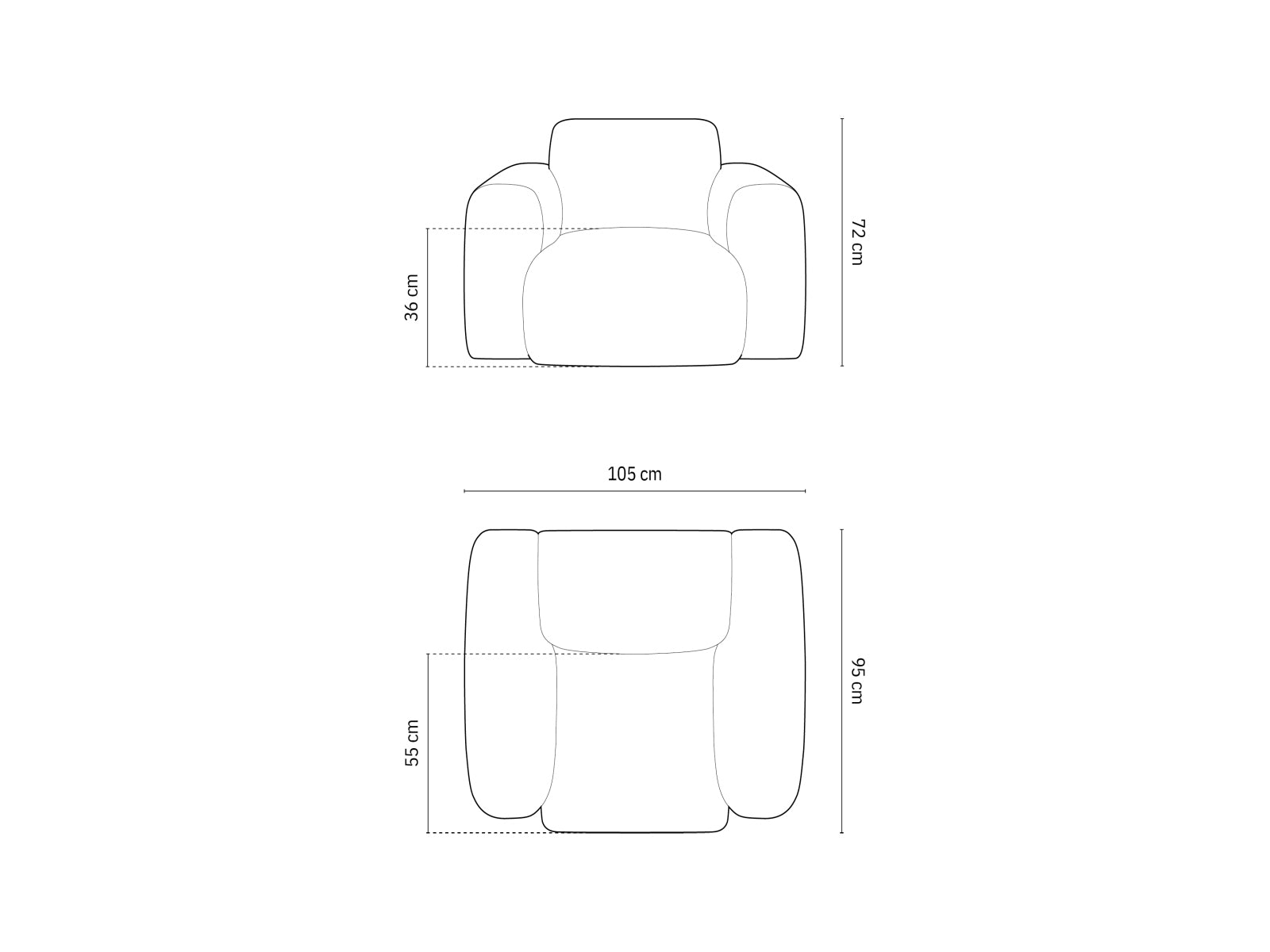 Eleganter Nolio Sessel in modernem Design, 95 cm breit, ideal für gemütliche Wohnräume und stilvolle Akzente.