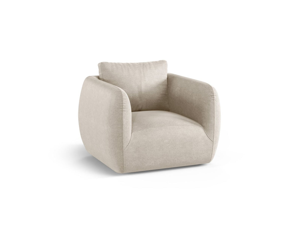 Nimes 1-Sitzer Sessel von Cosmopolitan Design in Ivory-Wind, Polsterstoff Wind mit Flor, Kiefernholzgestell und silberfarbenen Metallbeinen.