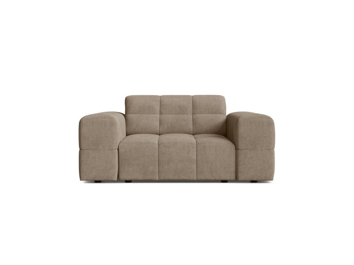 1-Sitzer Sessel Chicago von Cosmopolitan Design in Light Beige-Eden mit Chenille-Stoffbezug und schwarzen Kunststoffbeinen.